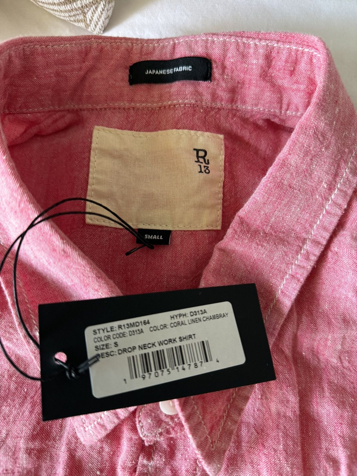 R13 R13 DROP NECK WORK SHIRT - Coral Linen Chambray Size S / US 4 / IT 40 - 4 Thumbnail