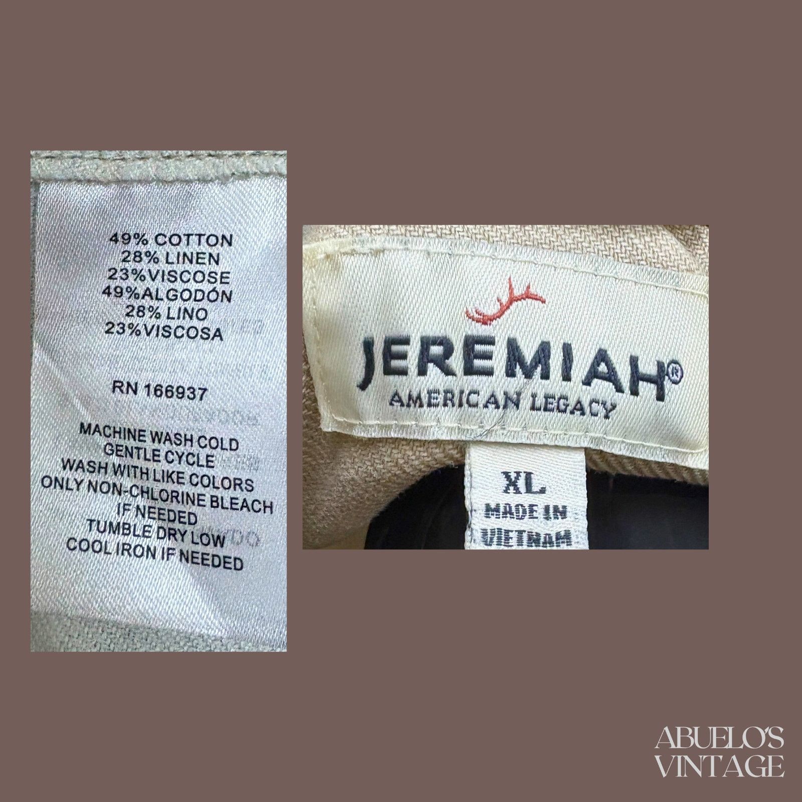 Vintage VTG Trucker Jacket | Jeremiah Khaki Cotton | Workwear Core Size US XL / EU 56 / 4 - 4 Thumbnail