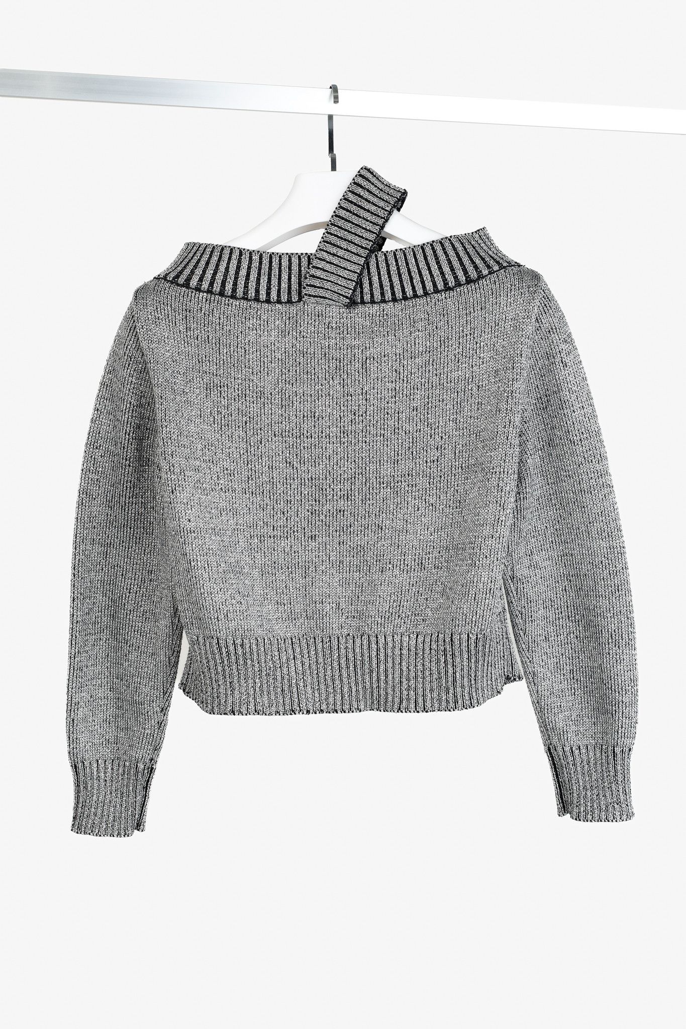 Rta RTA Beckett Silver Metallic Off Shoulder Sweater Size S / US 4 / IT 40 - 2 Thumbnail