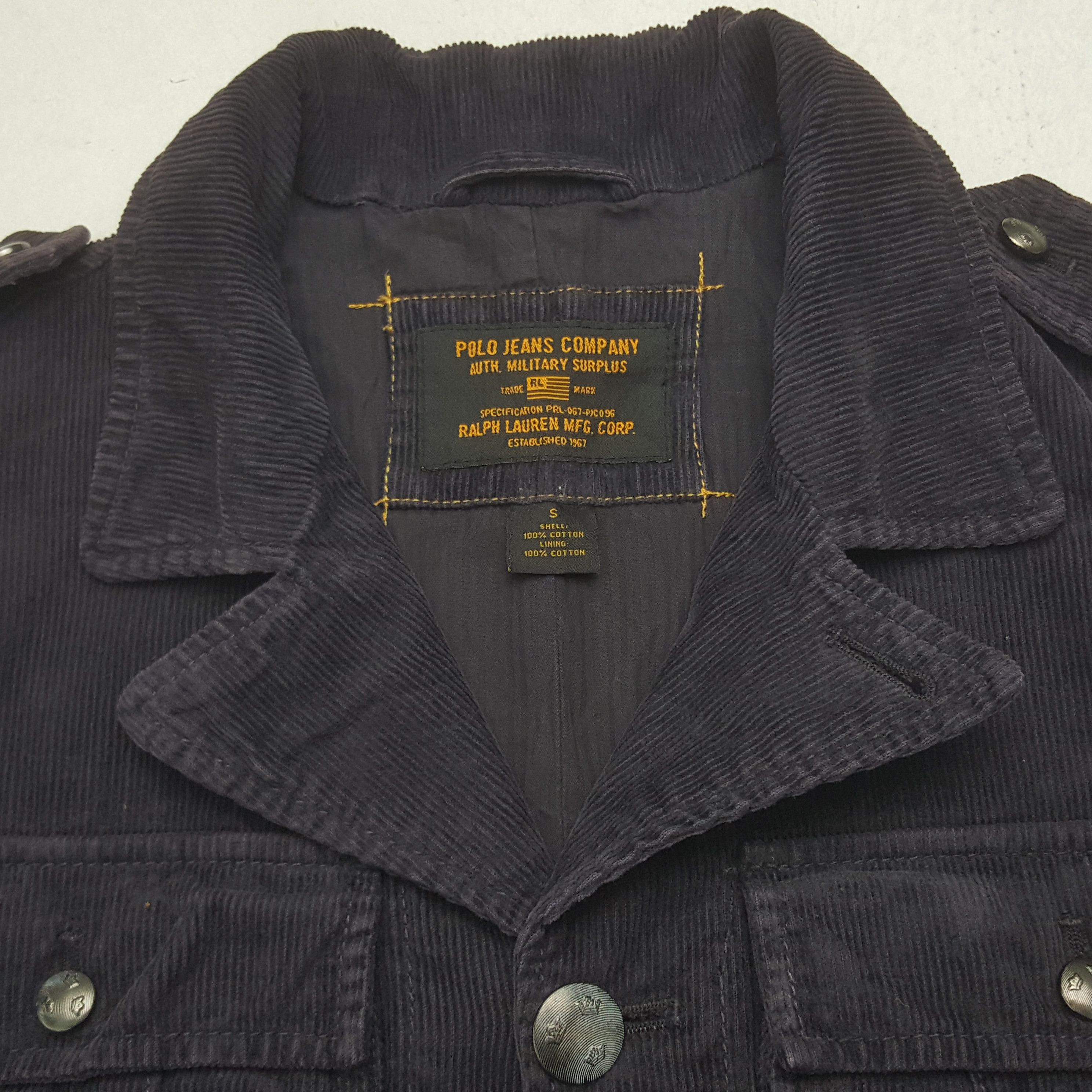 Polo Ralph Lauren Vintage Polo Jeans Company Military Surplus Corduroy Jacket Size US S / EU 44-46 / 1 - 4 Thumbnail