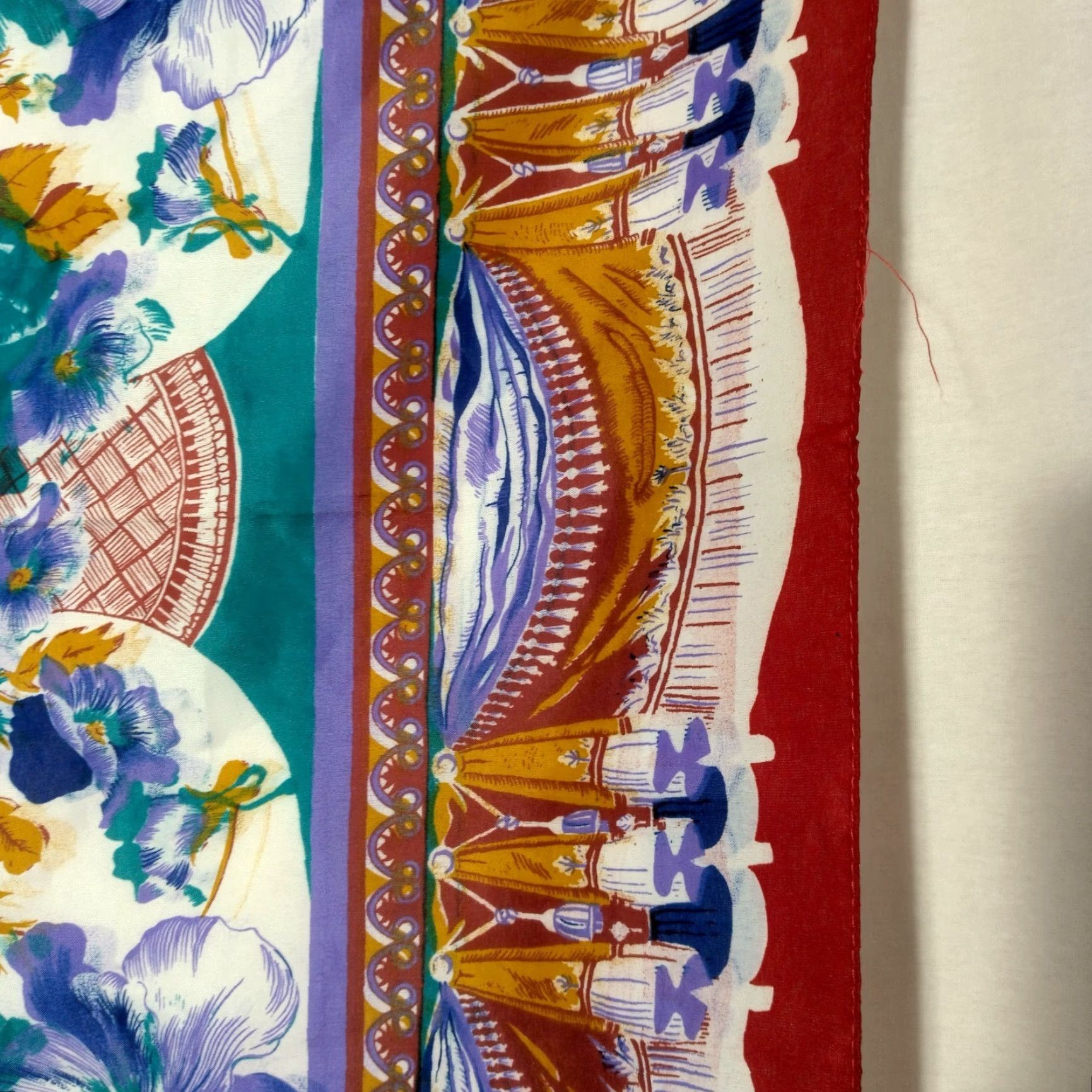 Altea Martinique Scarf Floral Tapestry Boho Bandana 29.5" x 30.5" Maroon Teal Purple Multicolor Polyester Polyester Rectangle Scarf Size ONE SIZE - 6 Thumbnail