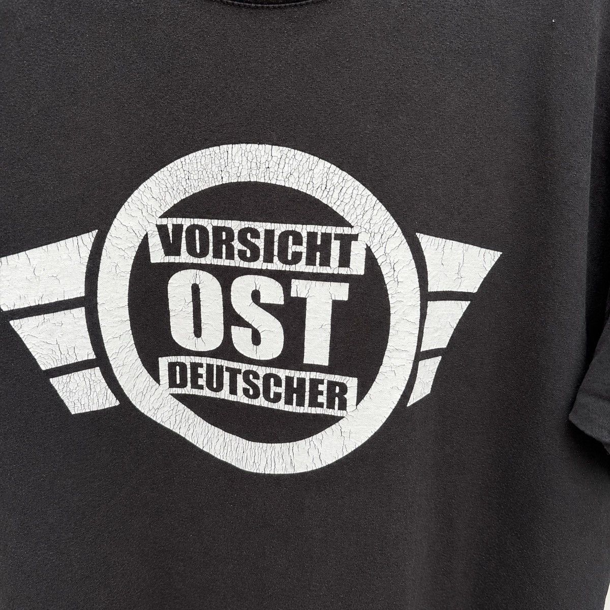 Vintage Vorsicht Ost Deutscher Waffenschmiede Suhl Skull Graphic Tee Size US L / EU 52-54 / 3 - 3 Thumbnail