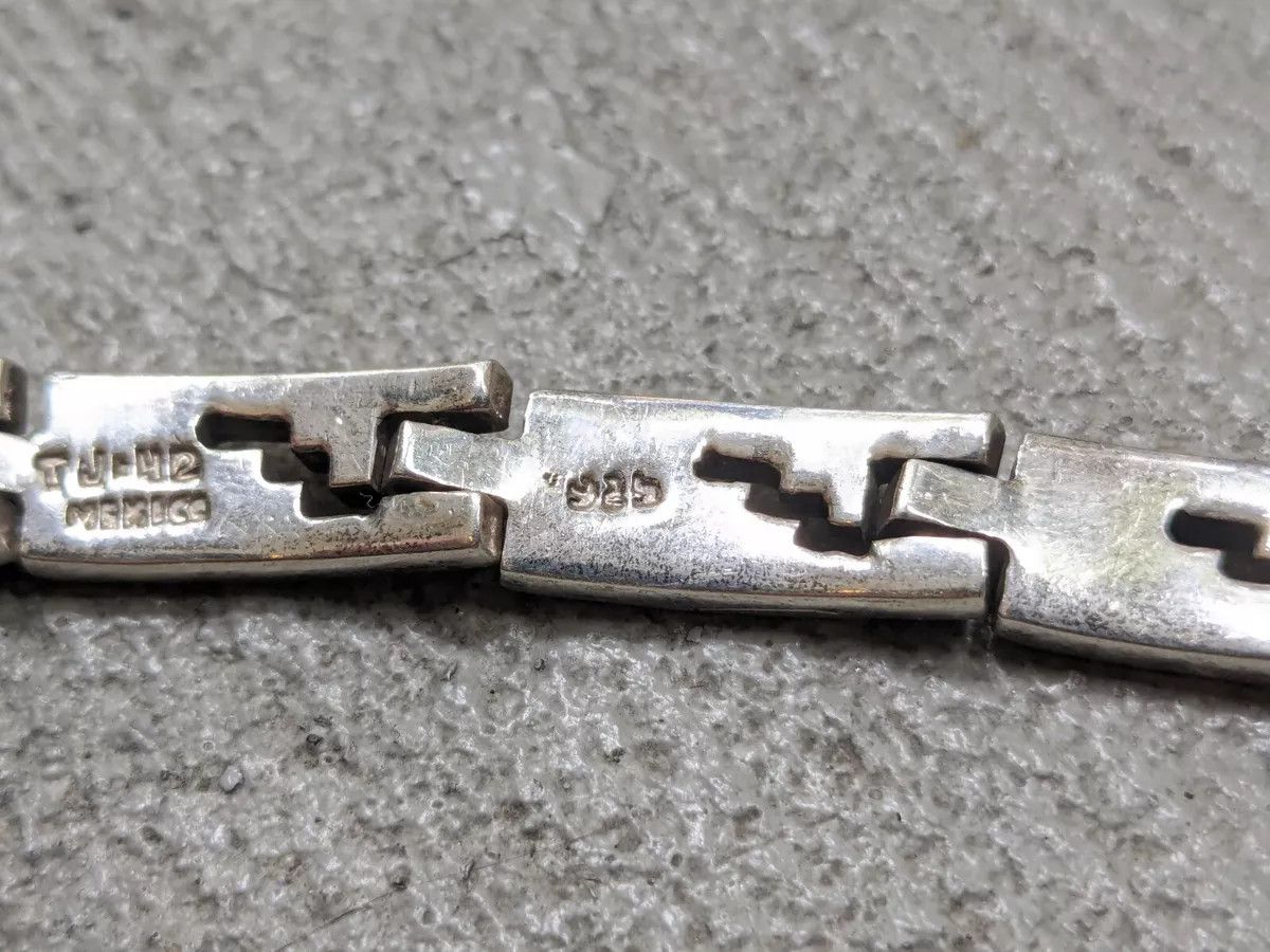 Jewelry Stainless Steel Bracelet Taxco Mexico Rectangle Panel Size ONE SIZE - 16 Thumbnail