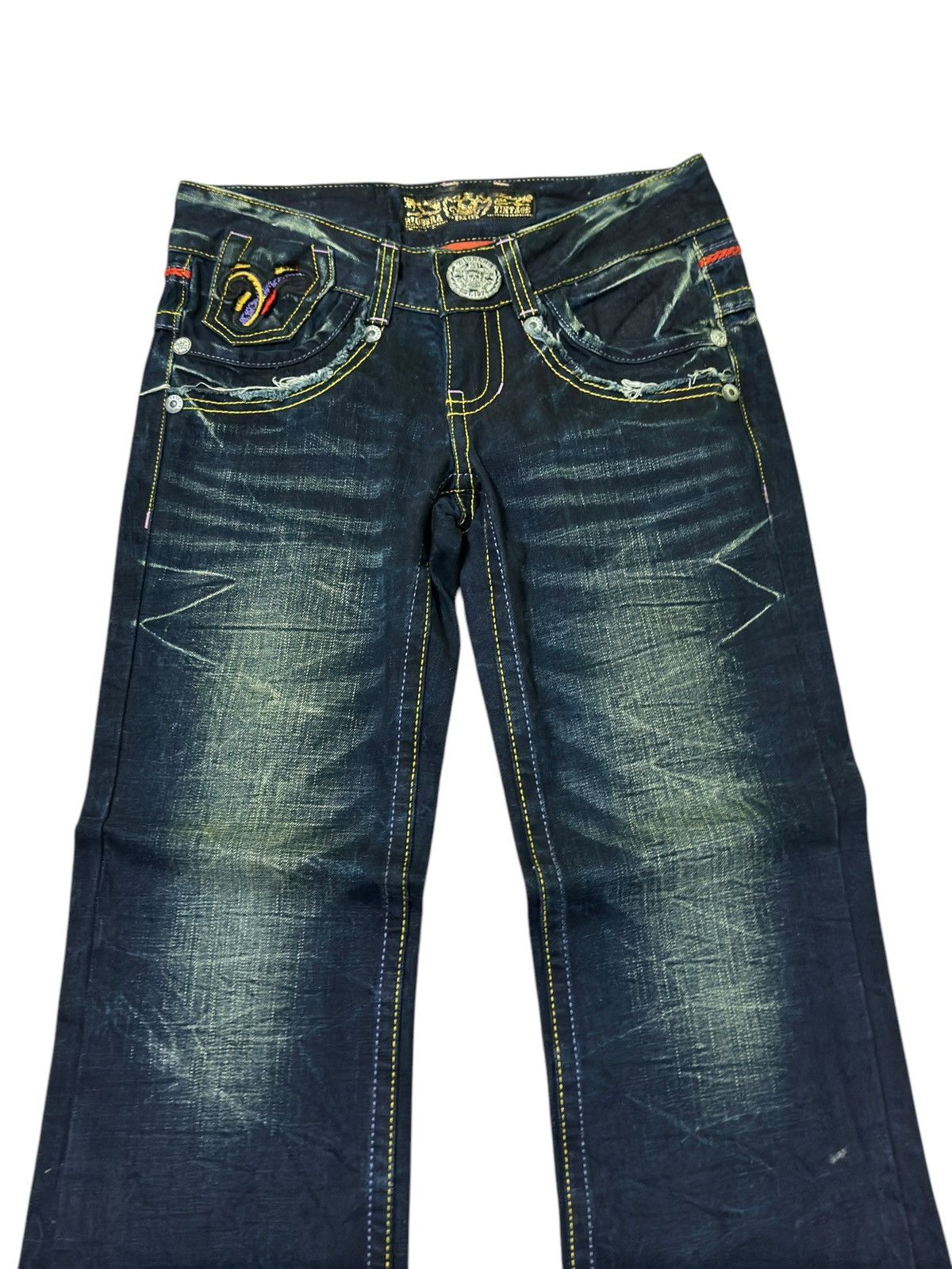 Japanese Brand FLARE RIOBERA SKELETON EMBROIDERED DESIGN LOW RISE DENIM Size US 28 / EU 44 - 3 Thumbnail