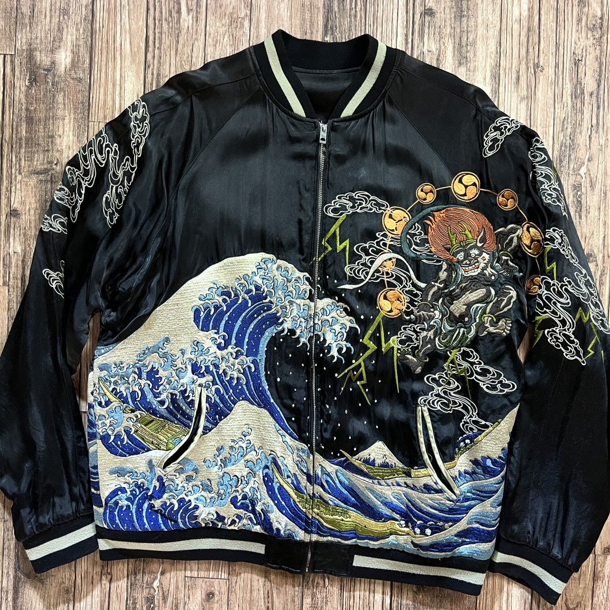 Sukajan FUJIN RAIJIN Blue Rembourré