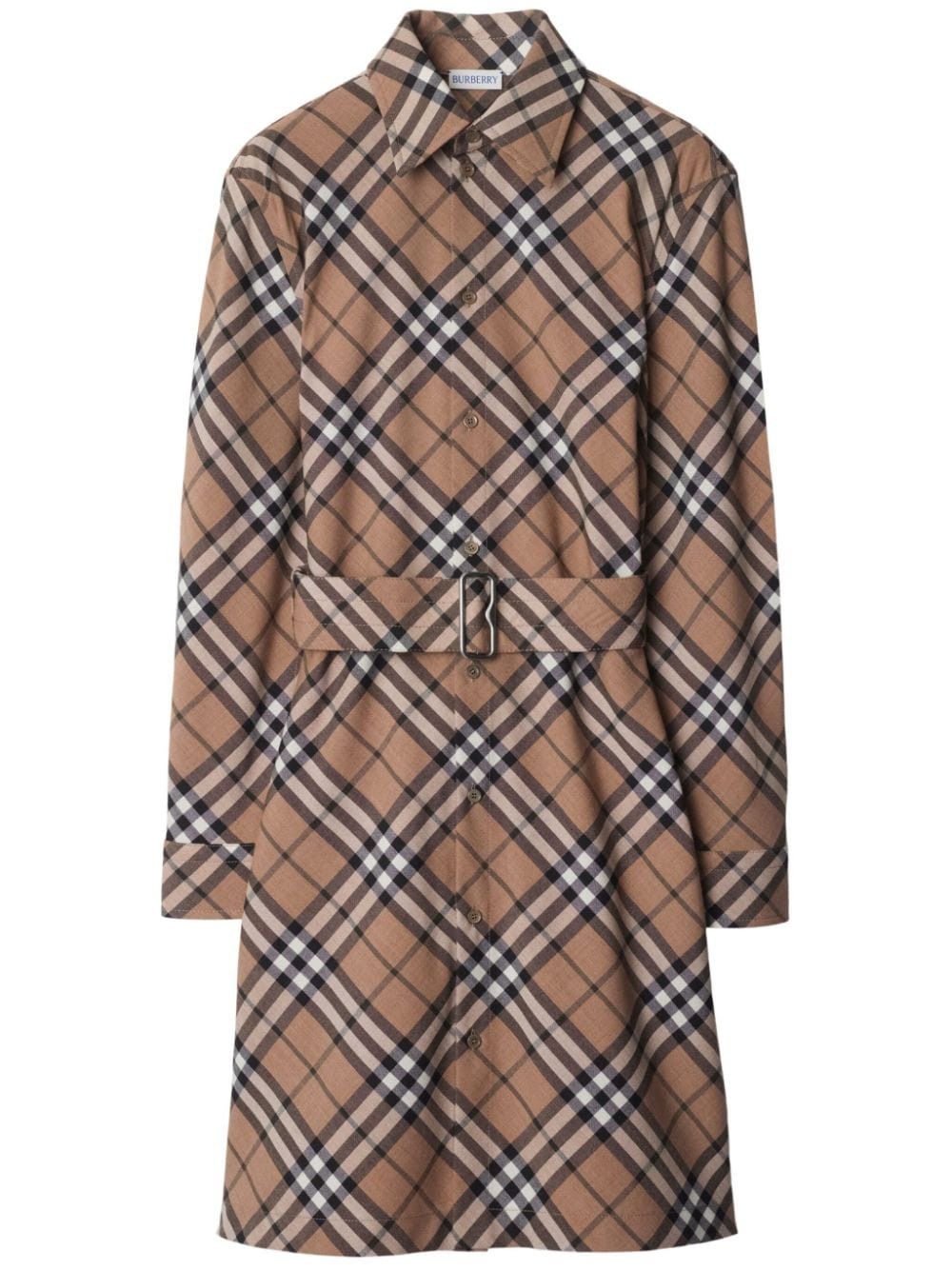 CHECK WOOL BLEND CHEMISIER DRESS
