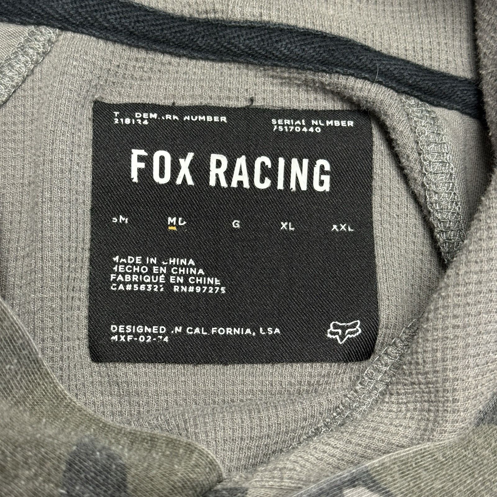 Fox Racing Fox Racing Hoodie Sweatshirt Mens Medium 19x25.5 Gray Camo Size US M / EU 48-50 / 2 - 10 Thumbnail