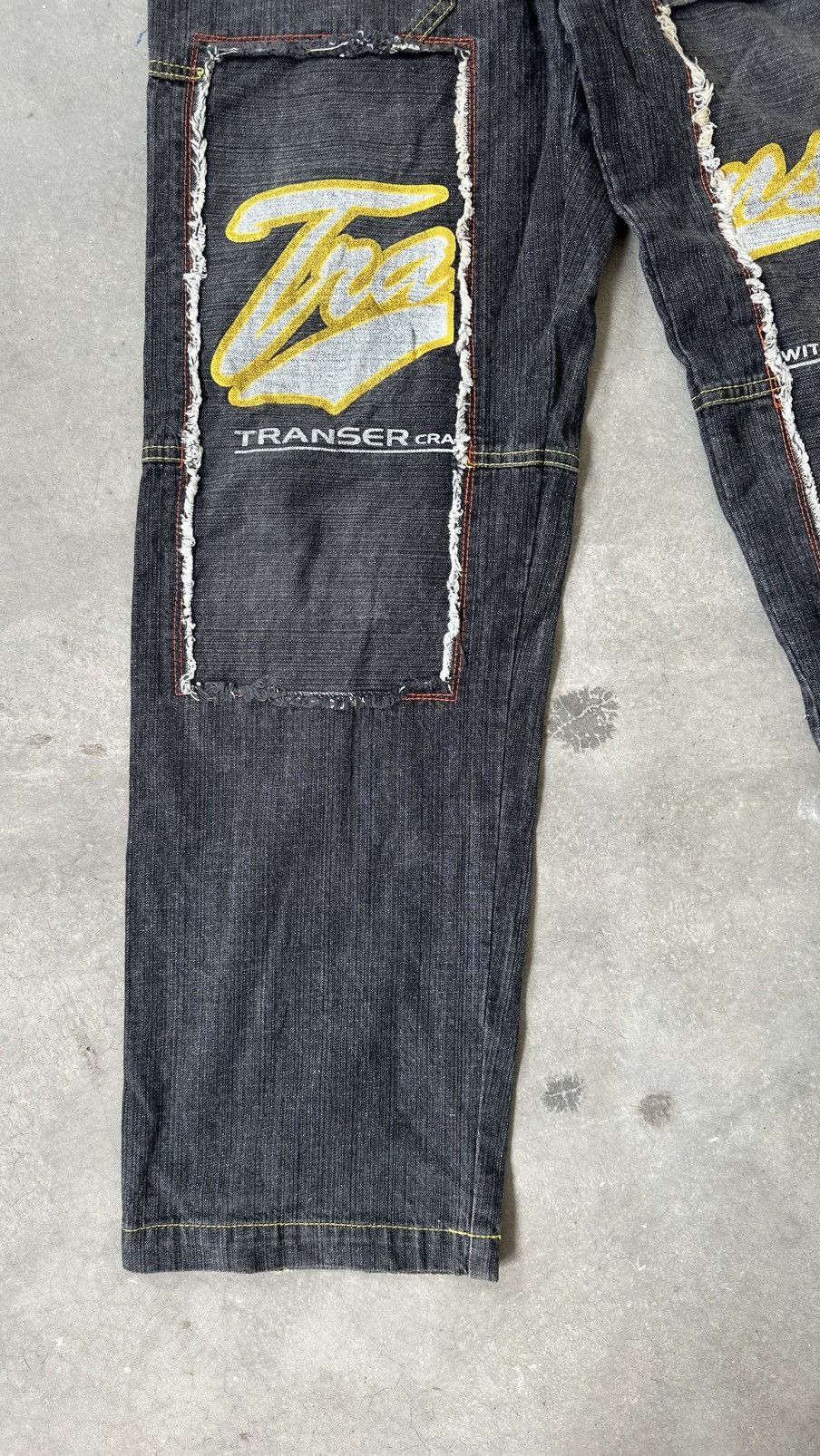 Japanese Brand Y2K TRANSER BAGGY PATCH DENIM PANT Size US 30 / EU 46 - 2 Thumbnail