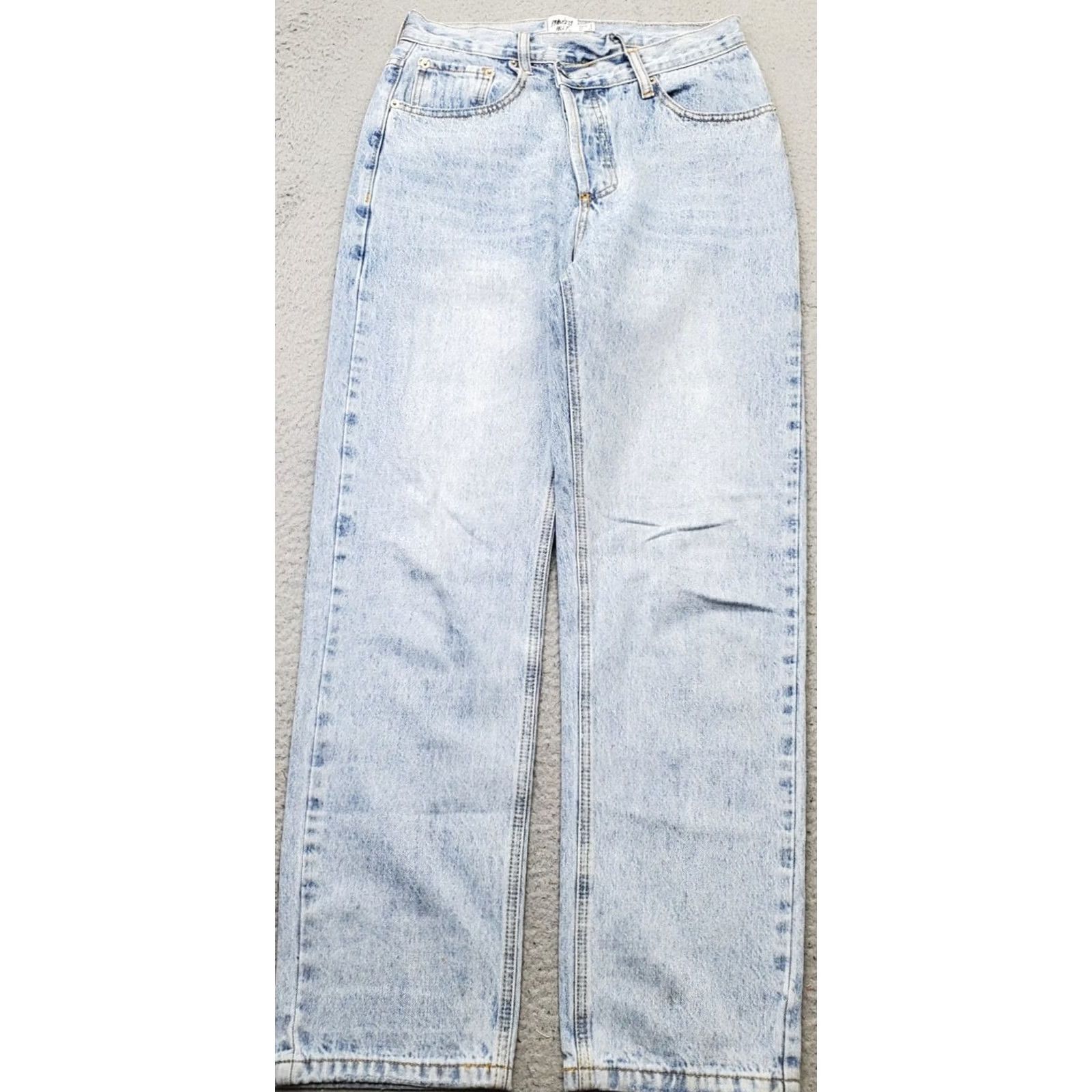 PRINCESS POLLY Princess Polly XX Asymmetric Jeans Womens 2 Blue Denim Straight Leg Button Fly Jeans Womens Size 2 Blue Denim 5-Pocket Design Regular Fit Mens? Womens Size 26" / US 2 / IT 38 - 2 Thumbnail