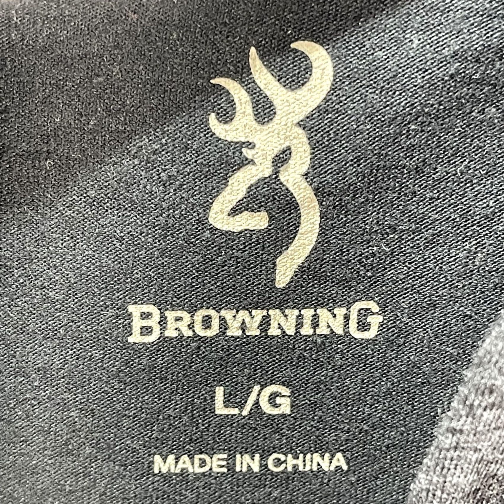 Vintage Browning Shirt Mens Large Gray Hooded Long Sleeve Raglan Buckmark Flag Graphic Size US L / EU 52-54 / 3 - 6 Thumbnail