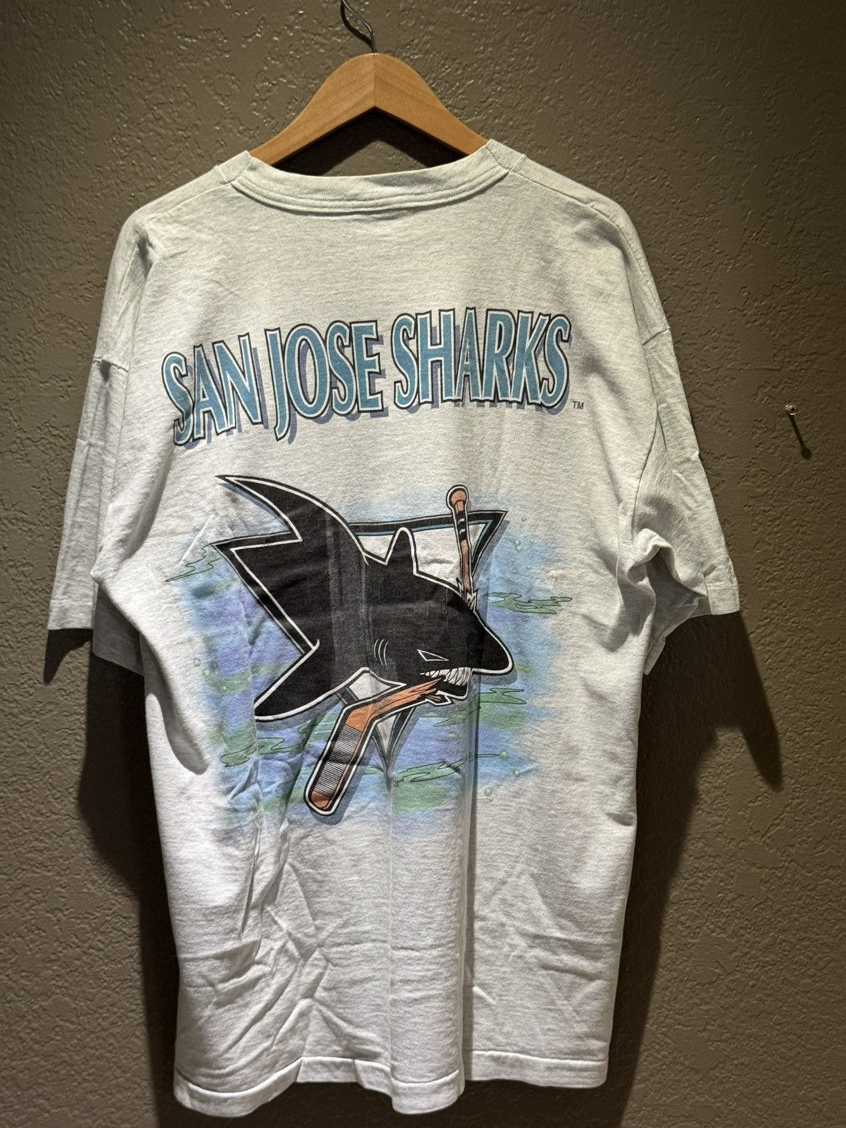 Salem Sportswear Vintage Salemsportsware San Jose Sharks Tee XL Grey Printed Size US XL / EU 56 / 4 - 7 Thumbnail