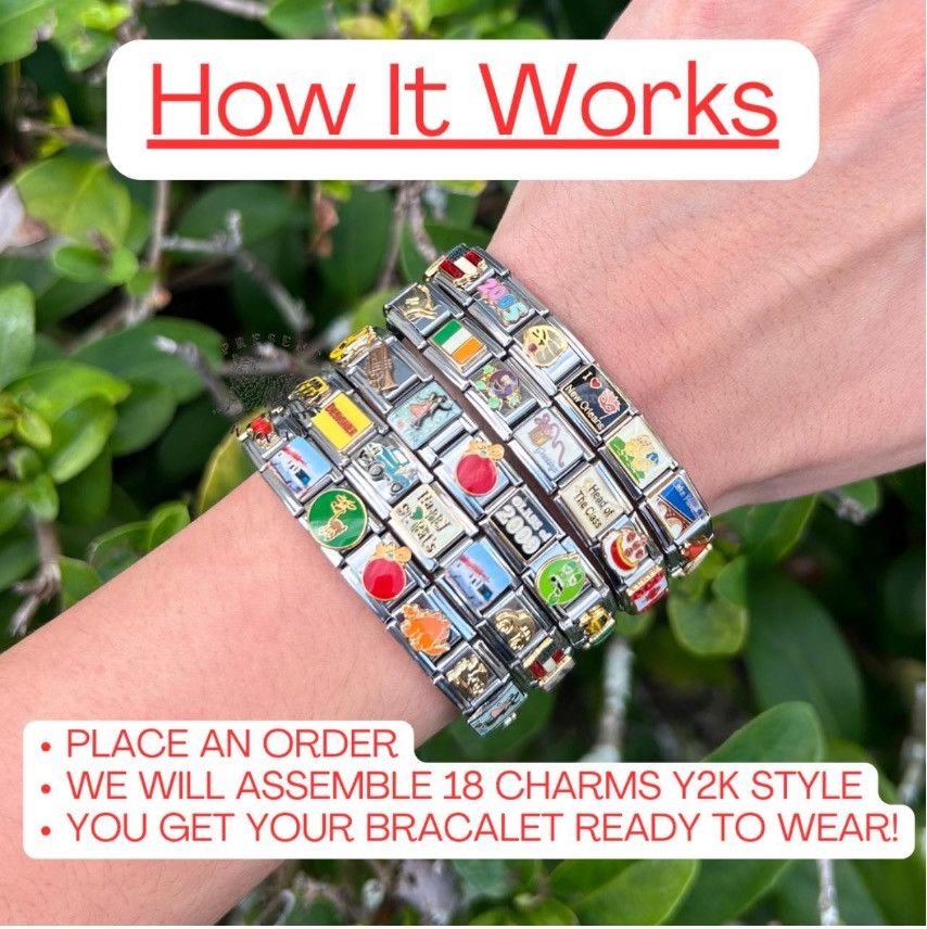 ITALIAN CHARM BRACELET LINK (KITTEN WITH FRENCH... - Depop