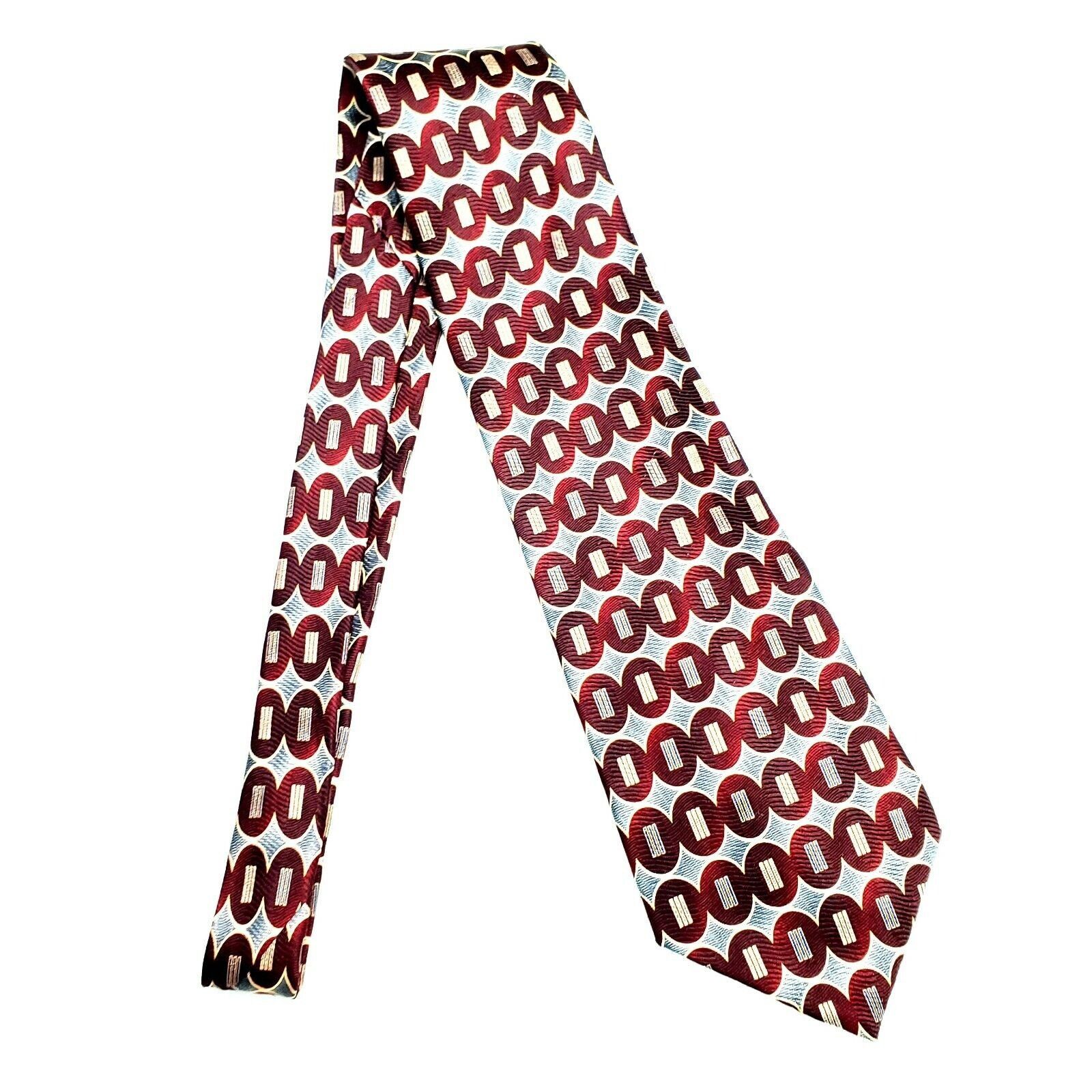 Pierre Cardin Pierre Cardin Silk Tie Red Print Geometric Wide Size ONE SIZE - 6 Thumbnail