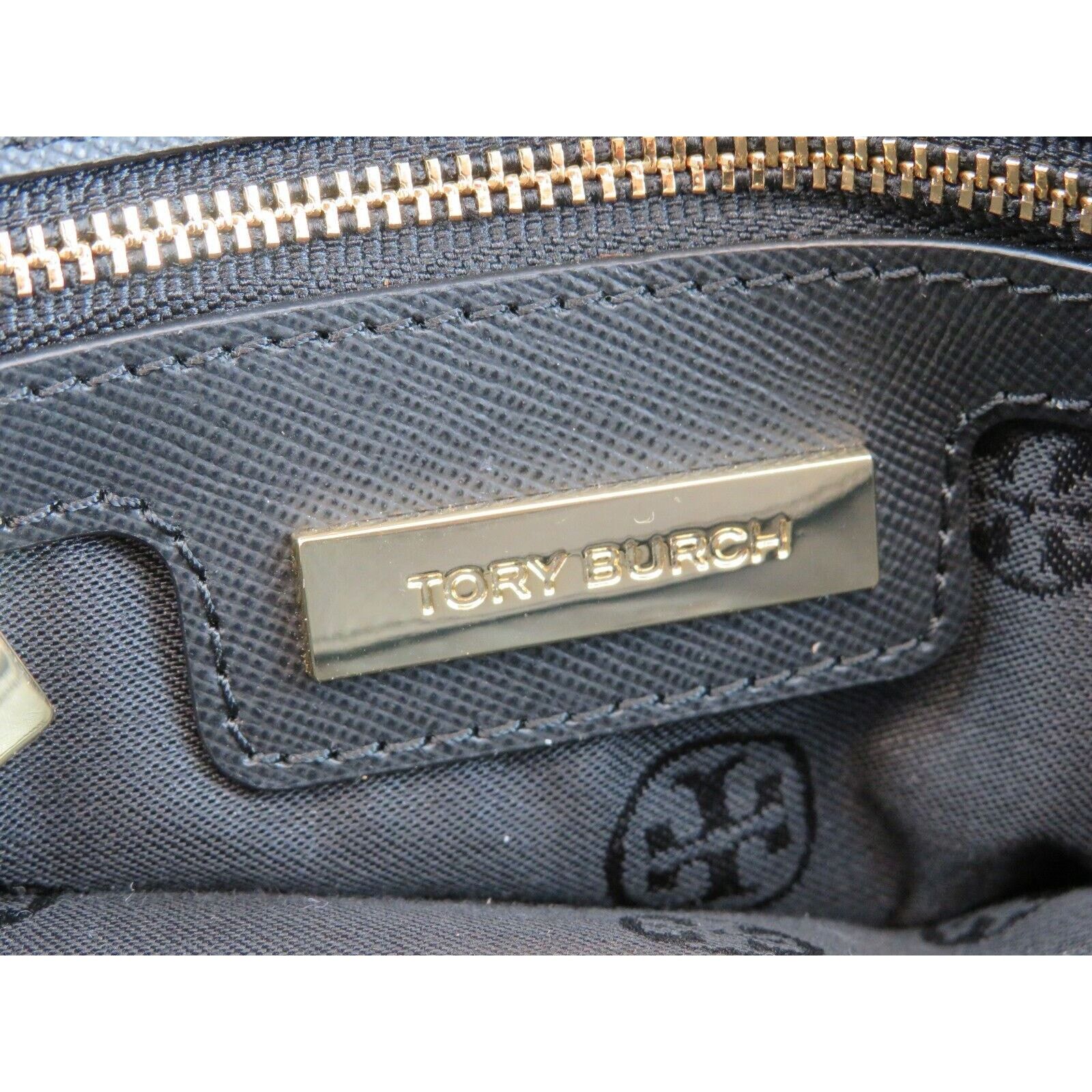 Tory Burch ROBINSON BLACK BASKET WOVEN LEATHER LOGO TOTE HANDBAG Size ONE SIZE - 7 Thumbnail