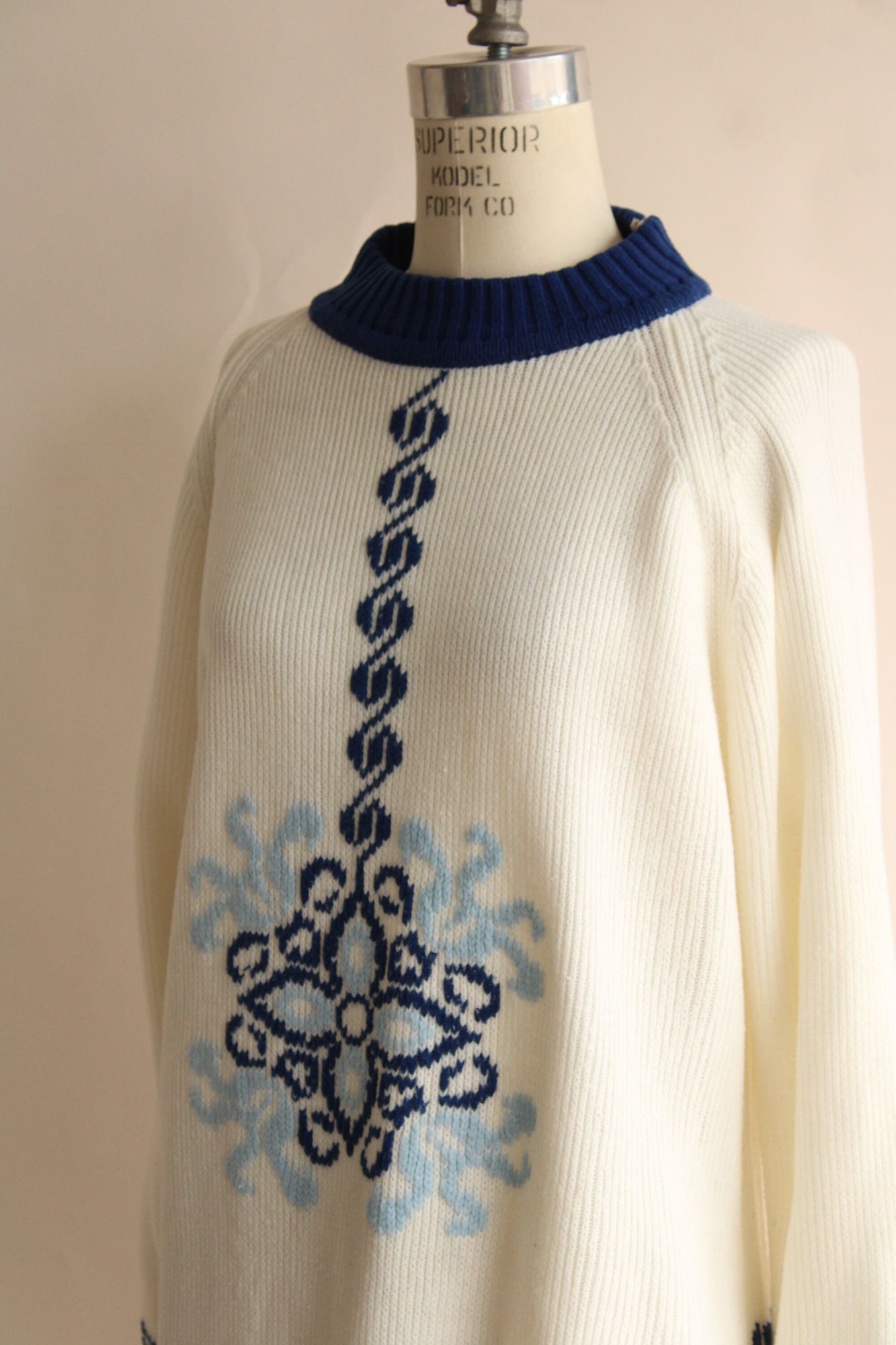 Vintage Vintage 1970s Sweater, The Campus Shop Nordic Style Blue and Size L / US 10 / IT 46 - 6 Thumbnail
