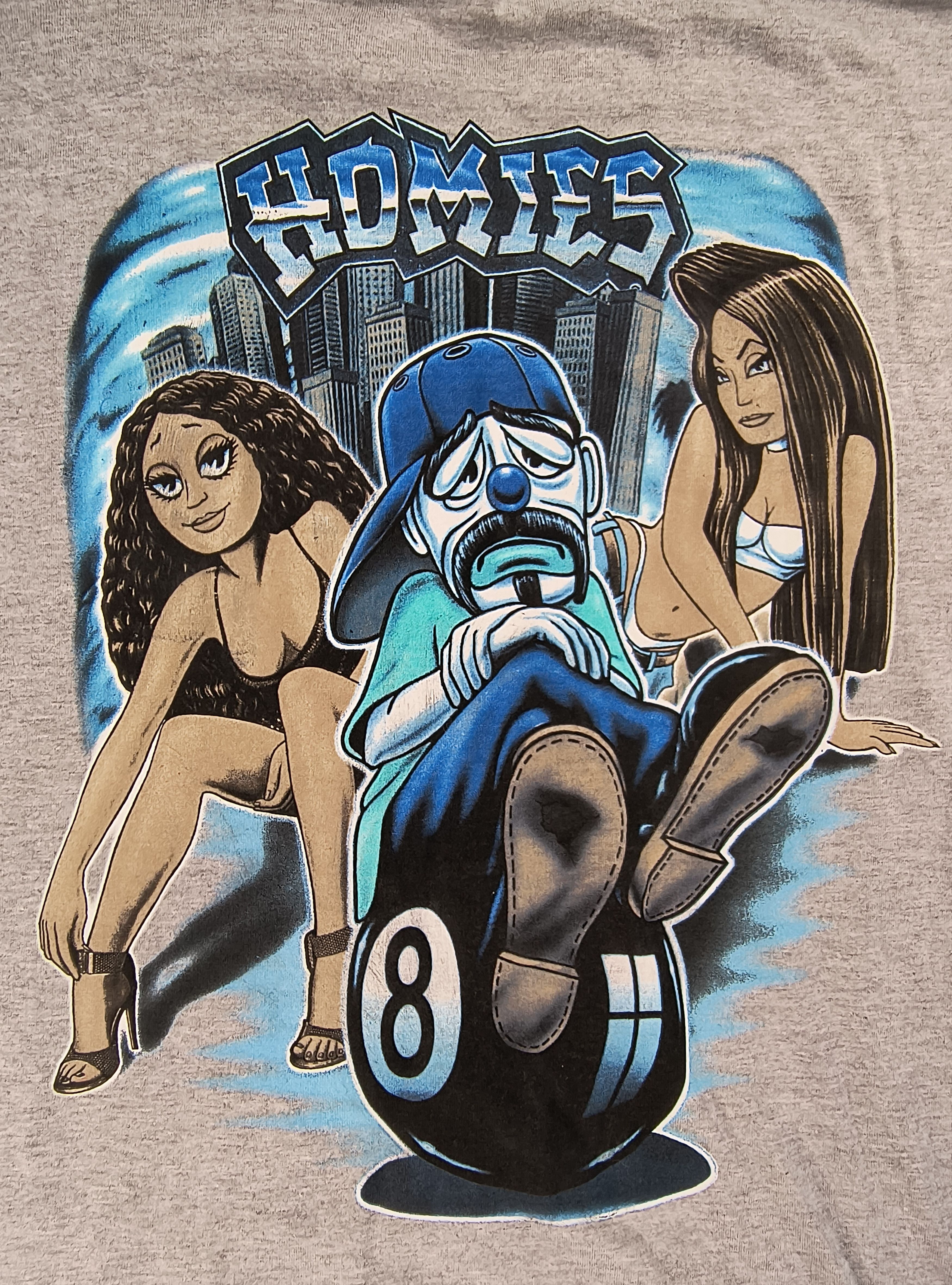 Vintage Vintage homies 8 ball clown 90s tee Size US L / EU 52-54 / 3 - 1 Thumbnail
