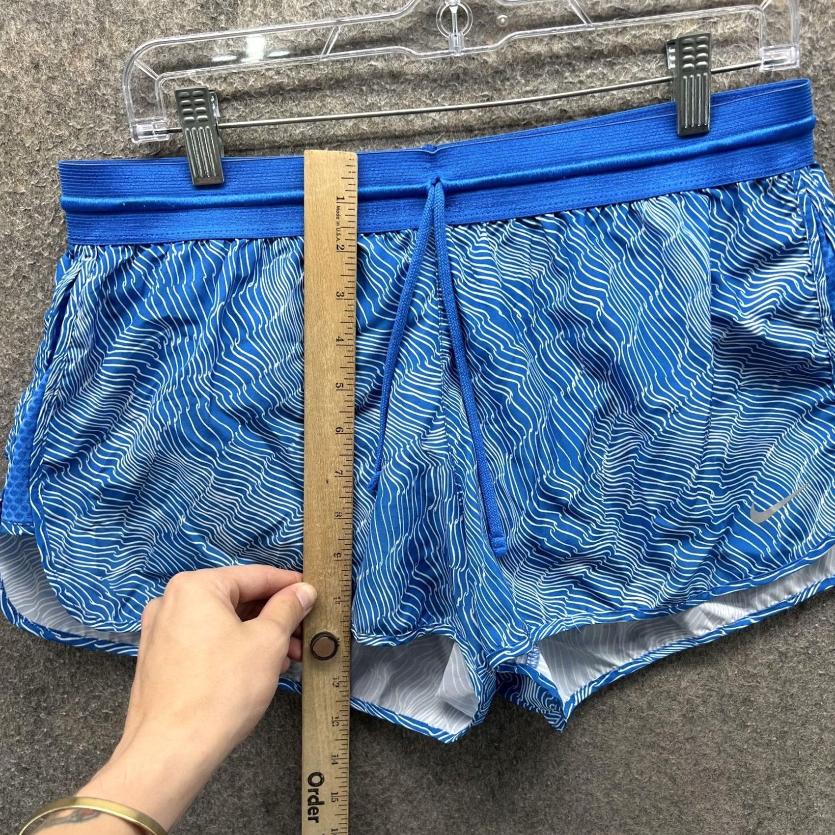 Nike Nike Dri-FIT Running Shorts Womens L Blue Striped 3" Athletic Lined Gym Size 36" / US 14 / IT 50 - 5 Thumbnail