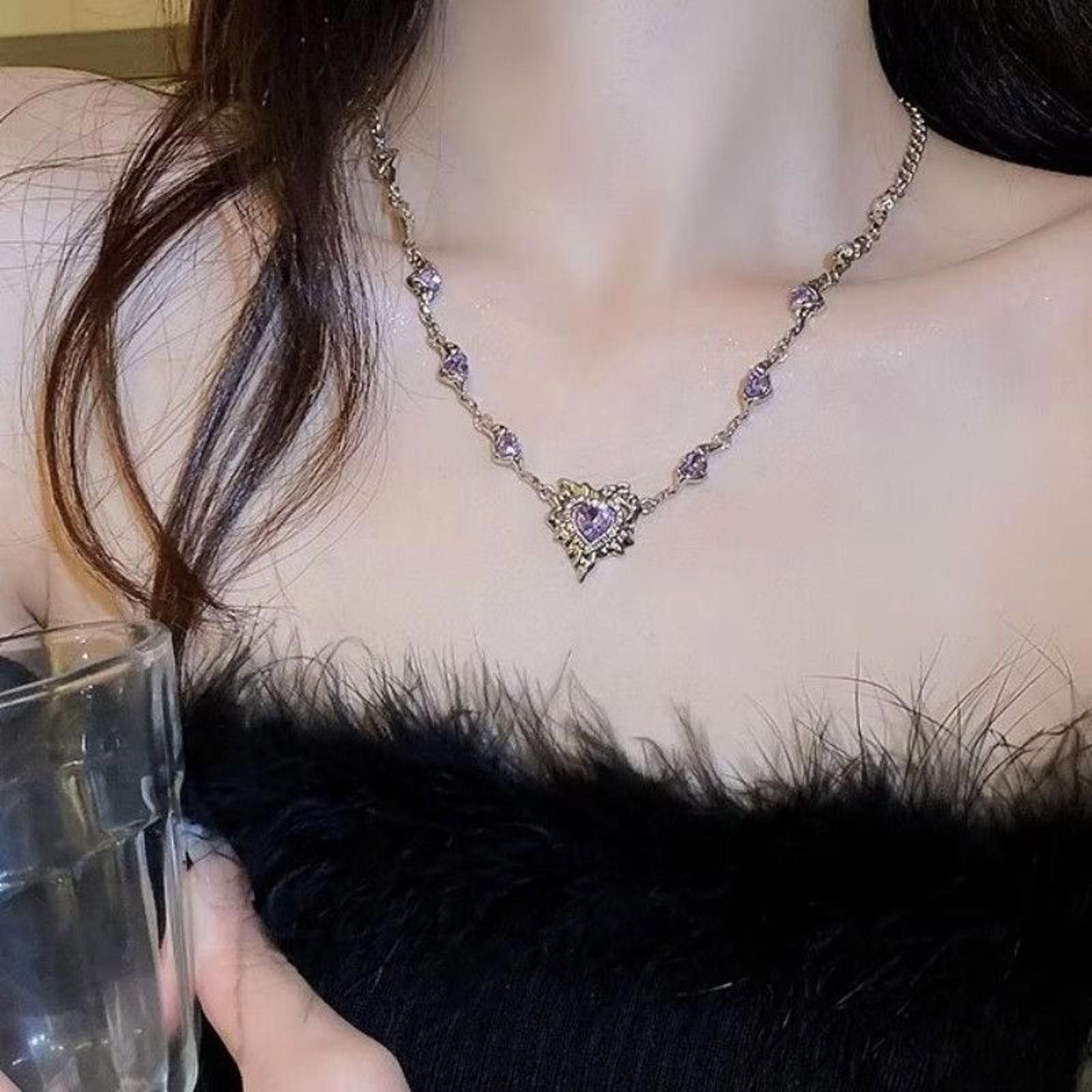 Jewelry y2k Pink Crystal Hearth Pendant Necklace Size ONE SIZE - 2 Thumbnail