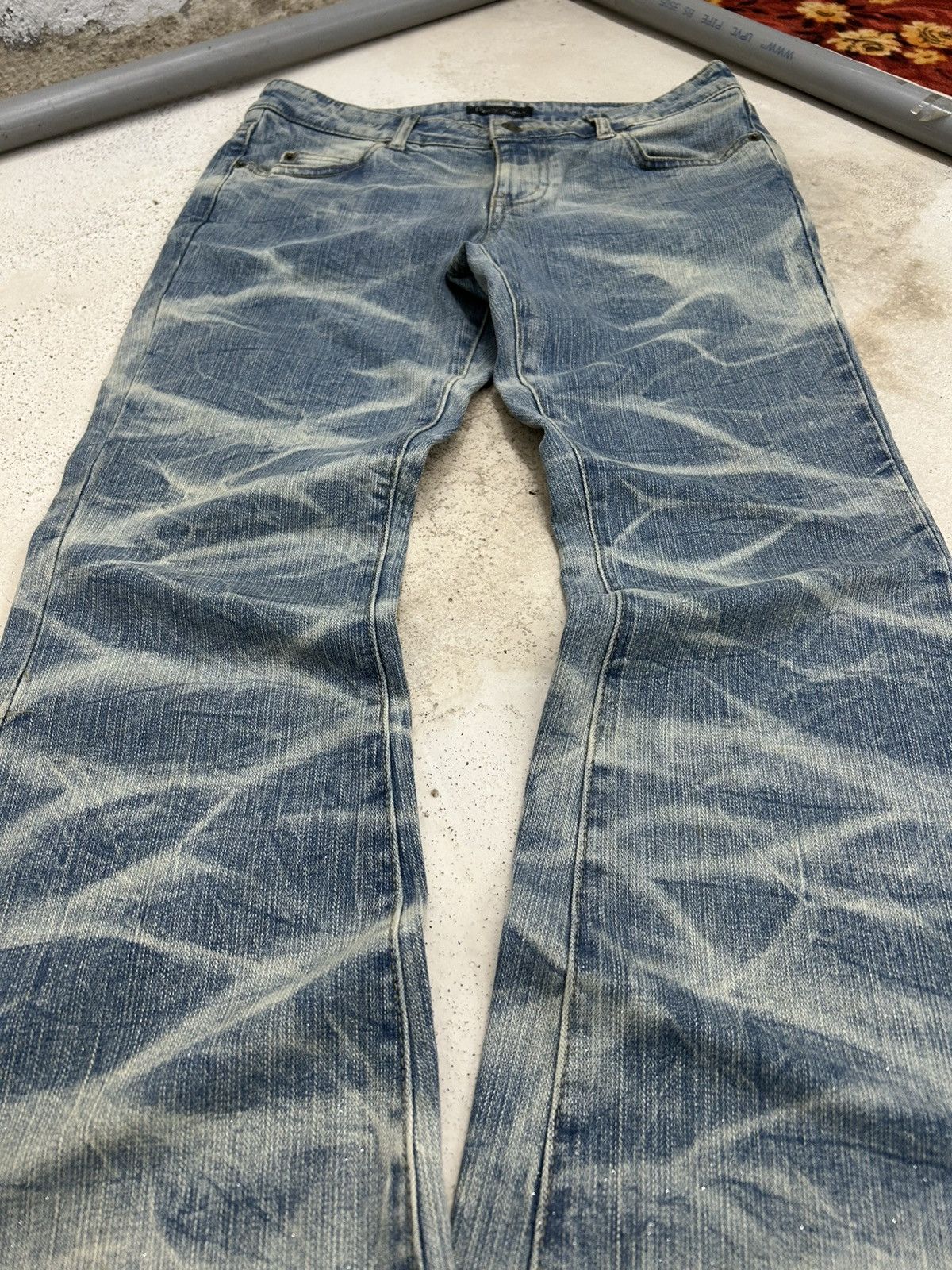 20471120 × GOSTAR DE FUGA × Japanese Brand Retro Flare Daily Topics Unique Tie Dye Wash Effect Sparkli Size US 31 - 3 Thumbnail