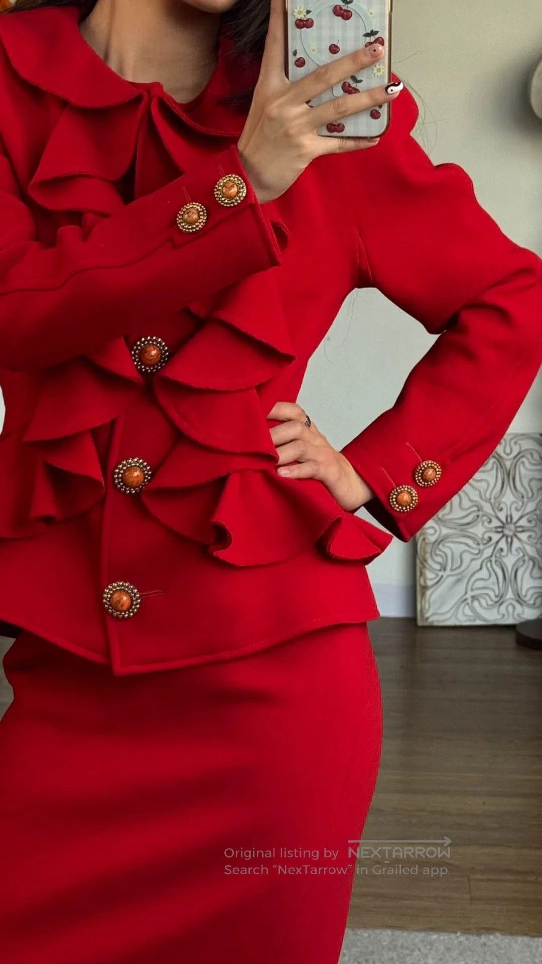 Valentino valentino red wool set with ruffles. Size US M / EU 48-50 / 2 - 7 Thumbnail