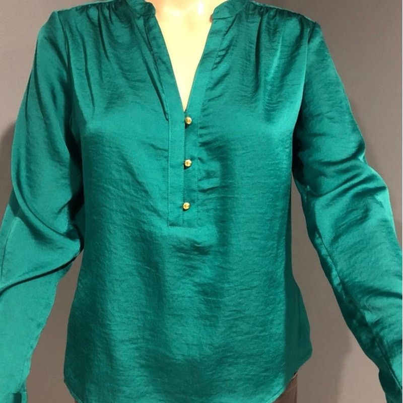 Oakton Limited The Limited Emerald Green Buttoned Down Blouse S Petite Size S / US 4 / IT 40 - 4 Thumbnail