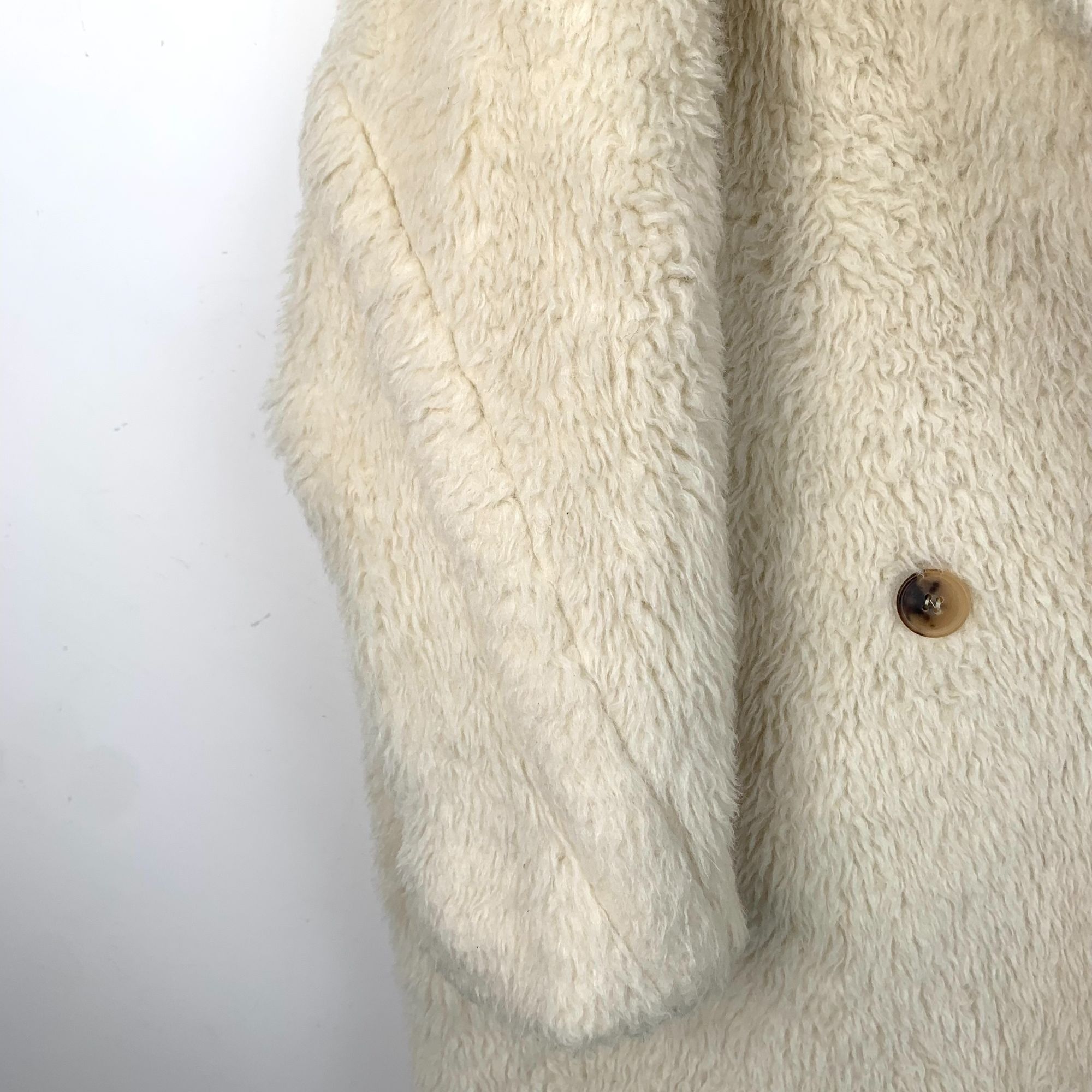 Max Mara MaxMara Womens Ivory Alpaca Wool Blend Teddy Coat Size S / US 4 / IT 40 - 4 Thumbnail