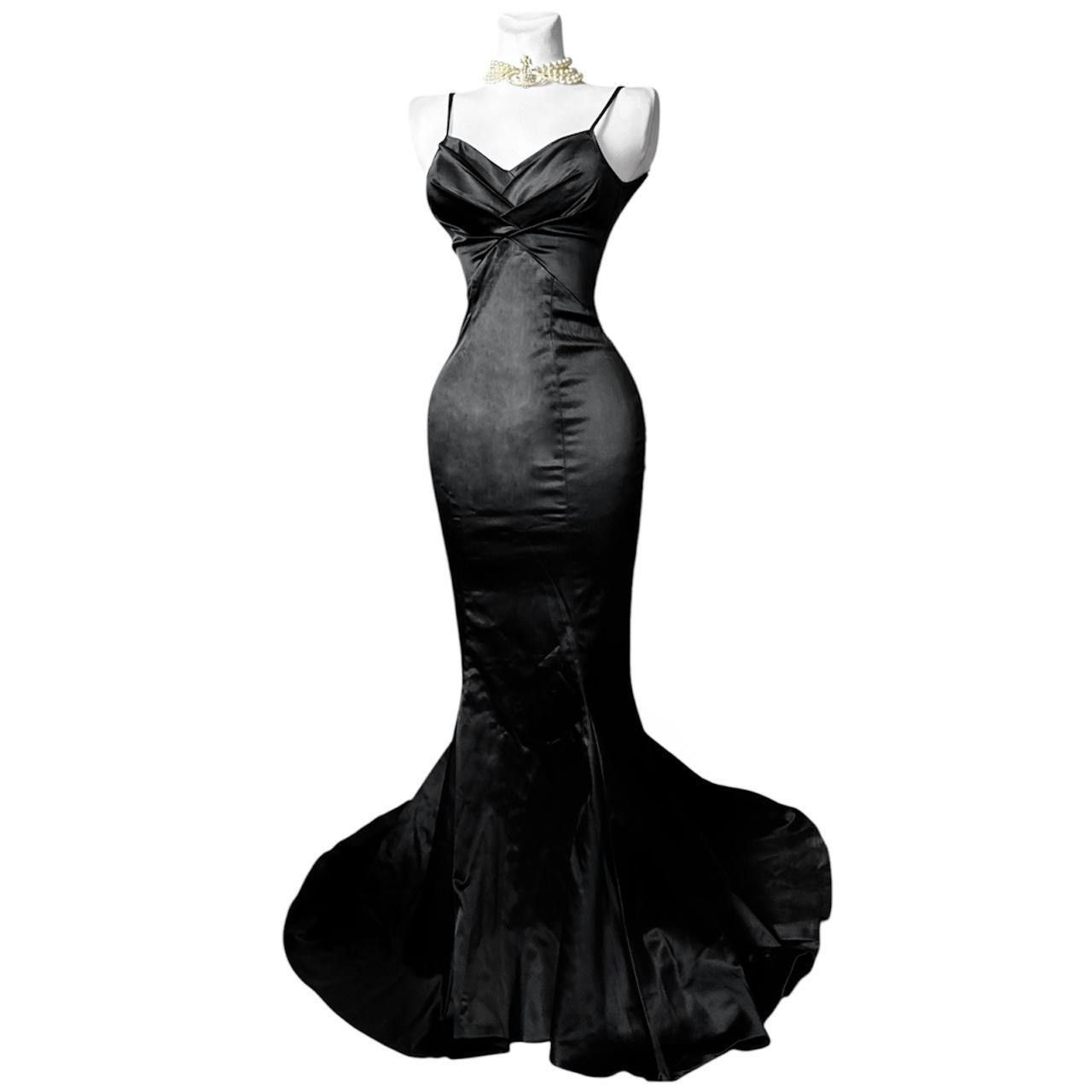 Vintage Iconic black satin draped dress Size S / US 4 / IT 40 - 3 Thumbnail