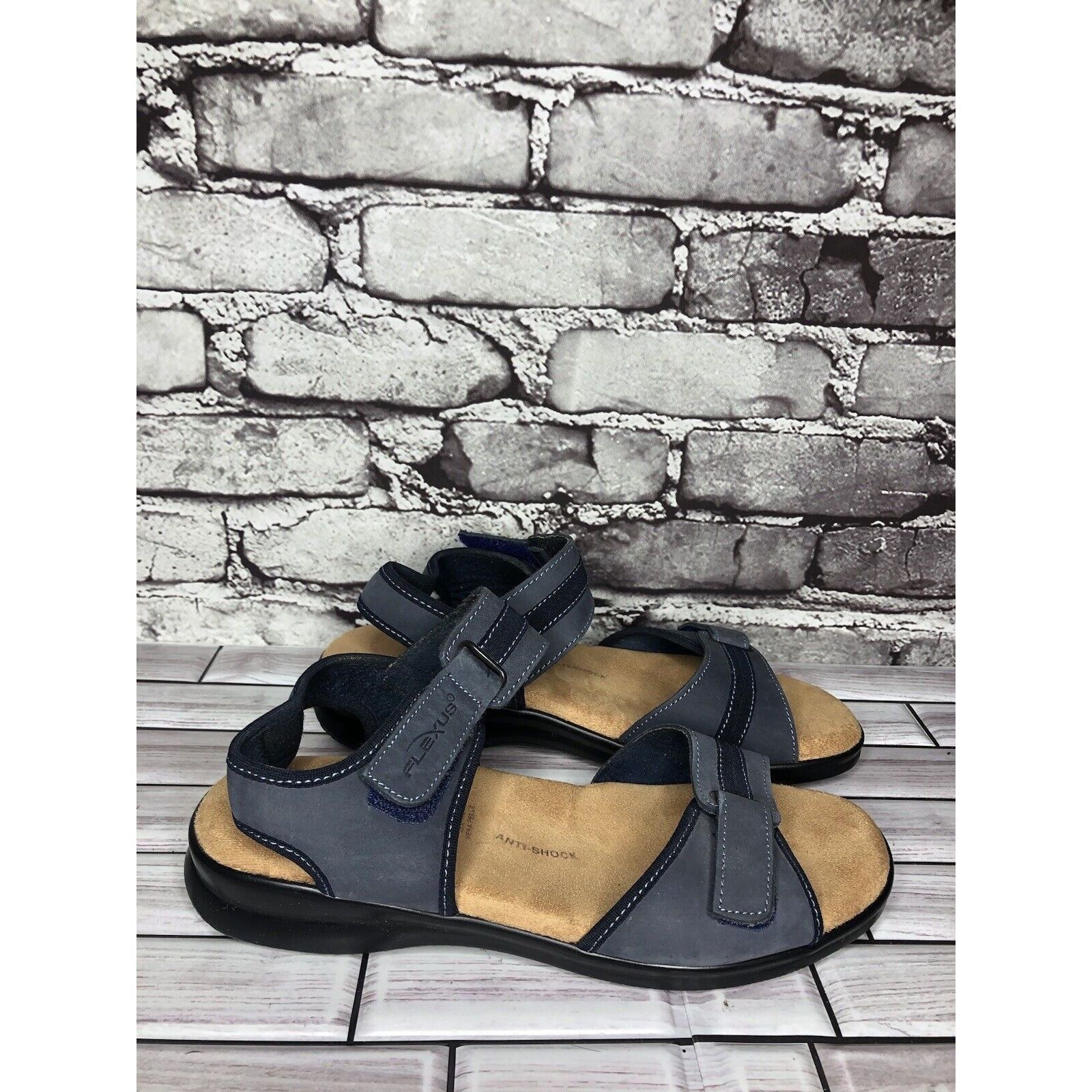 Other Flexus Spring Step Blue Leather Strap Casual Wedge Sandals W Size US 9.5 / IT 39.5 - 1 Thumbnail