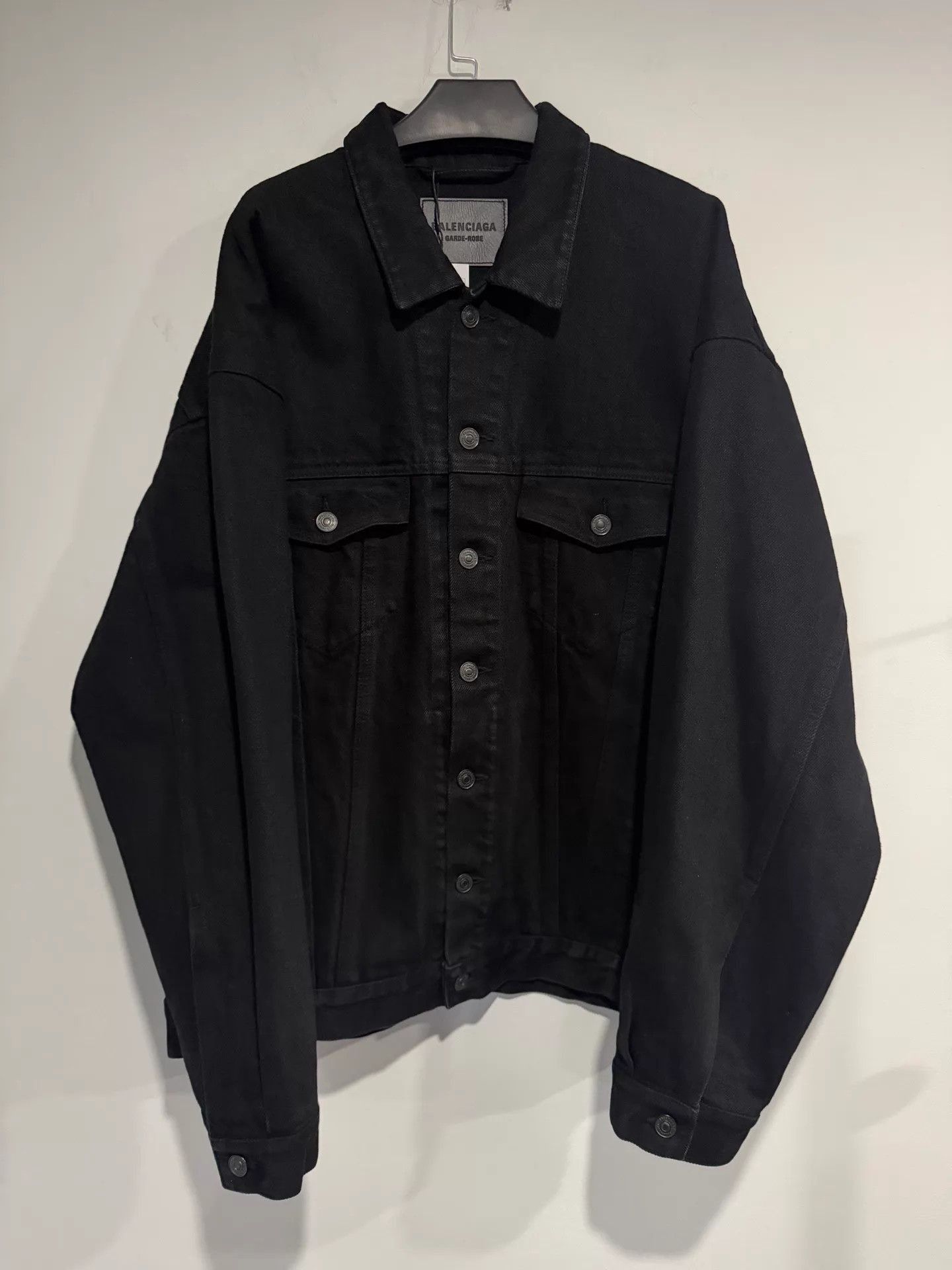 Balenciaga Black Denim Jacket with Button Front and Pockets Size US M / EU 48-50 / 2 - 1 Thumbnail