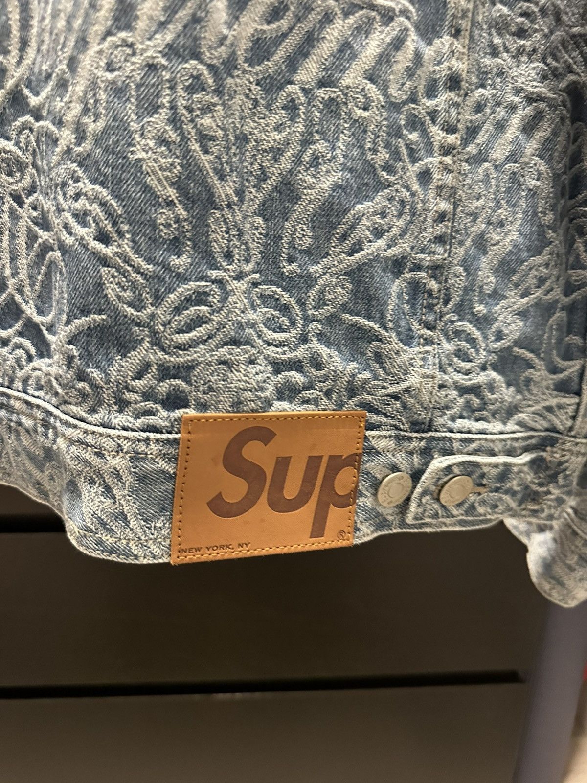 Supreme SUPREME SCRIPT JACQUARD DENIM TRUCKER JACKET Size US L / EU 52-54 / 3 - 6 Thumbnail