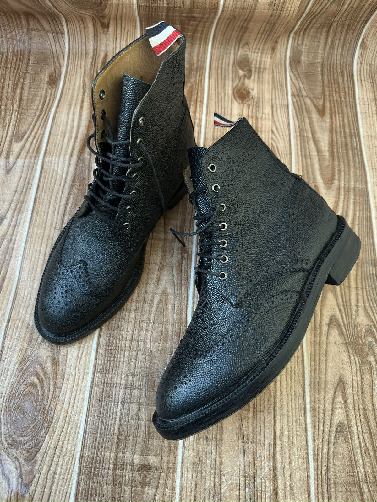 Thom Browne Thom Browne Pebble-Grain Leather Brogue Boots – Black Size US 8.5 / EU 41-42 - 9 Thumbnail
