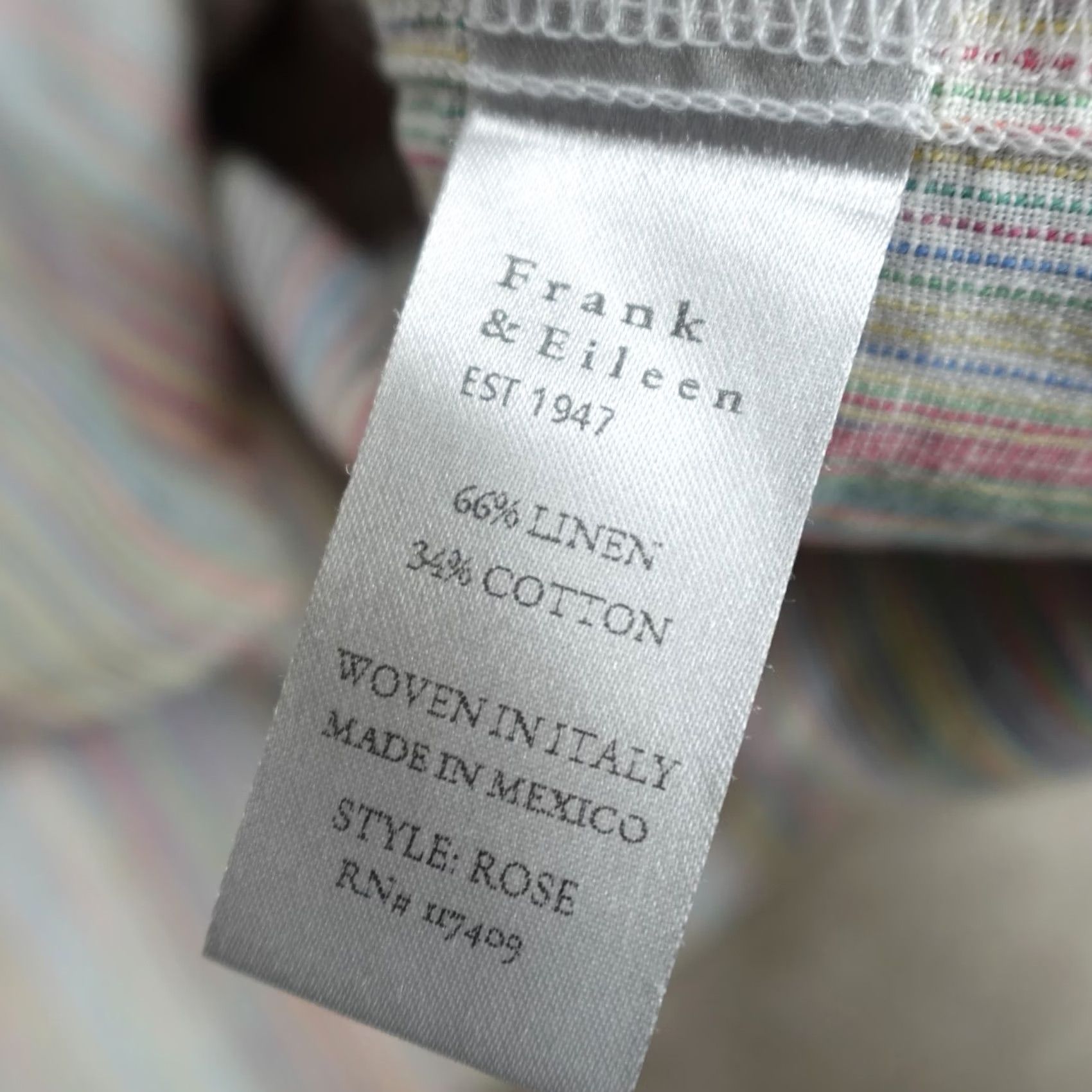 Frank & Eileen Frank & Eileen Shirt XS White Striped Linen Cotton Short Sleeve Button-Up Womens XS White Striped Linen Cotton Shirt Size XS / US 0-2 / IT 36-38 - 5 Thumbnail