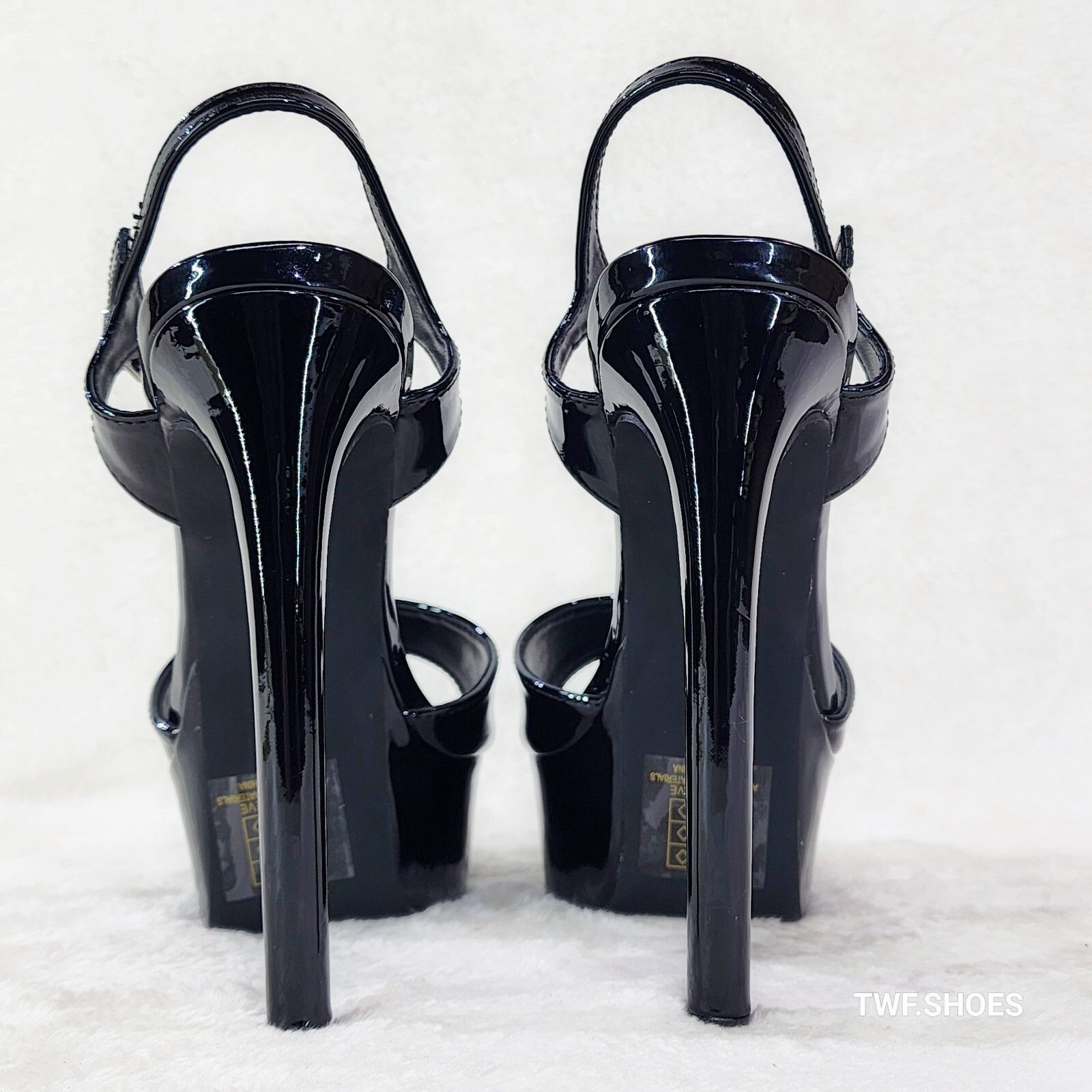 Other Gwen Glossy Black Patent Platform Open Toe 6" Stiletto High Size US 6 / IT 36 - 3 Thumbnail