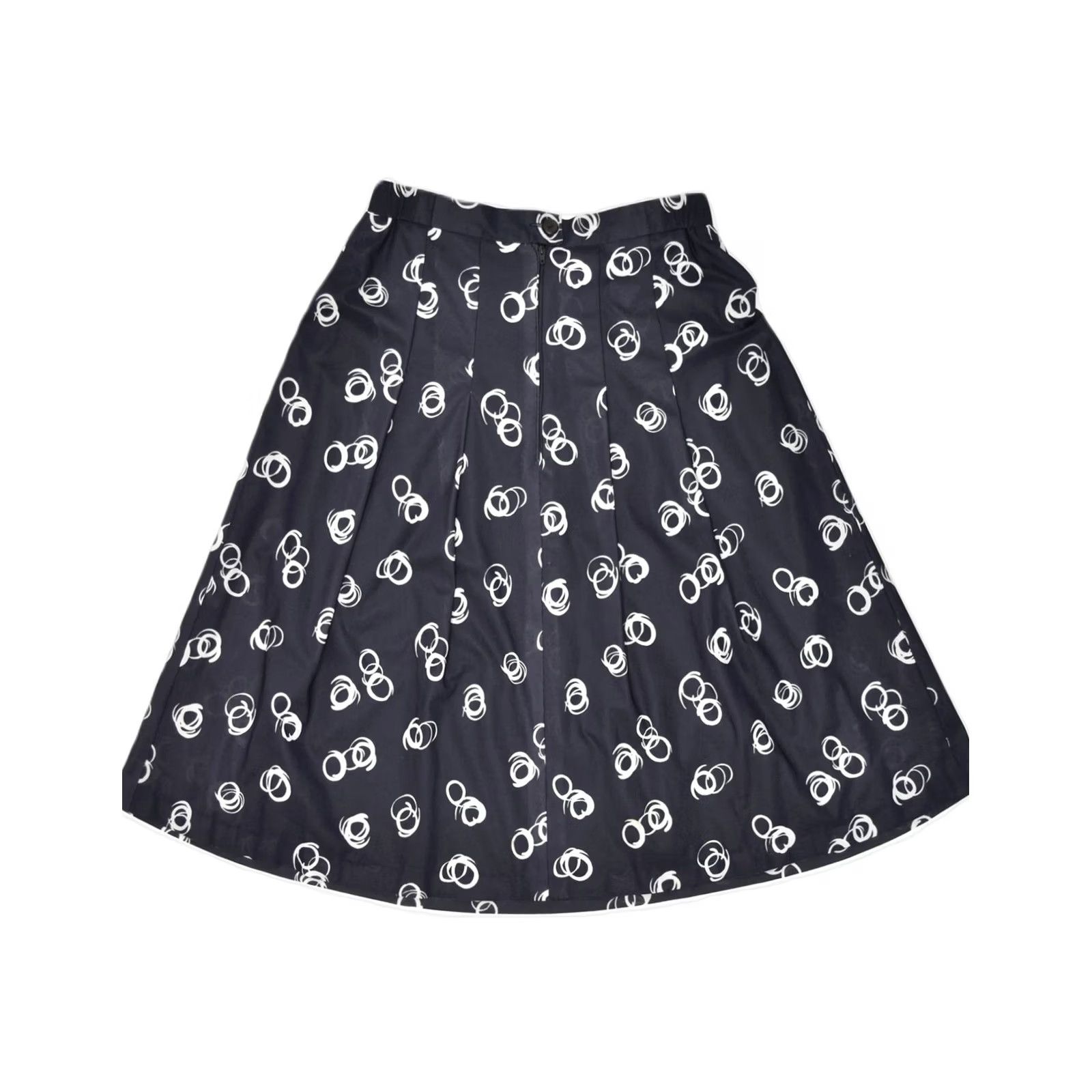 Vintage VINTAGE Pleated Skirt Womens IT 40 Small W28 Navy Blue Geometric Polyester M003 Size 28" / US 6 / IT 42 - 2 Thumbnail