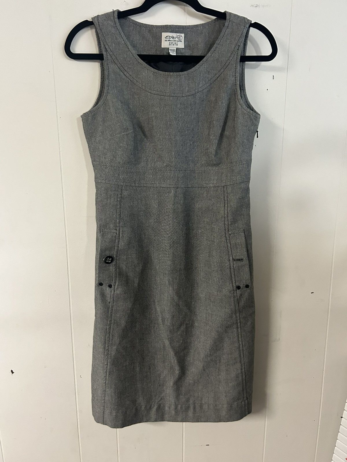 Esprit ESPRIT 90s Wool Pencil Shift Dress Sz 4 Career Grey Pockets Size S / US 4 / IT 40 - 1 Thumbnail