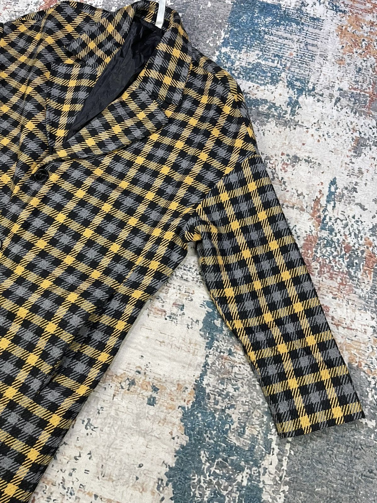 Zara Zara Man Mustard Black Plaid Long Coat Size US M / EU 48-50 / 2 - 7 Thumbnail
