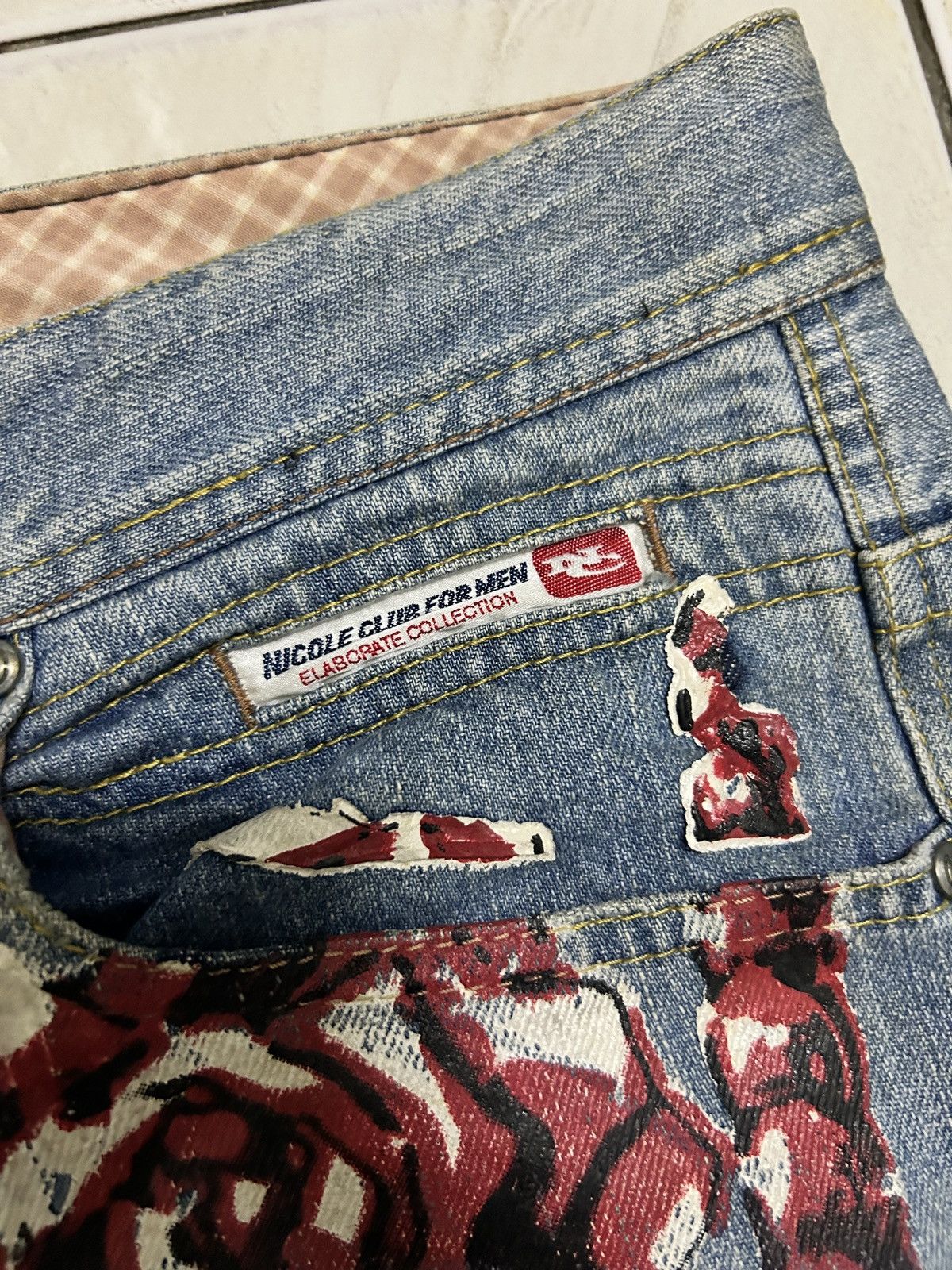 Japanese Brand × Matsuda × Nicole Club Vintage Nicole Club For Men Distressed Rose Style Jeans Size US 31 - 6 Thumbnail