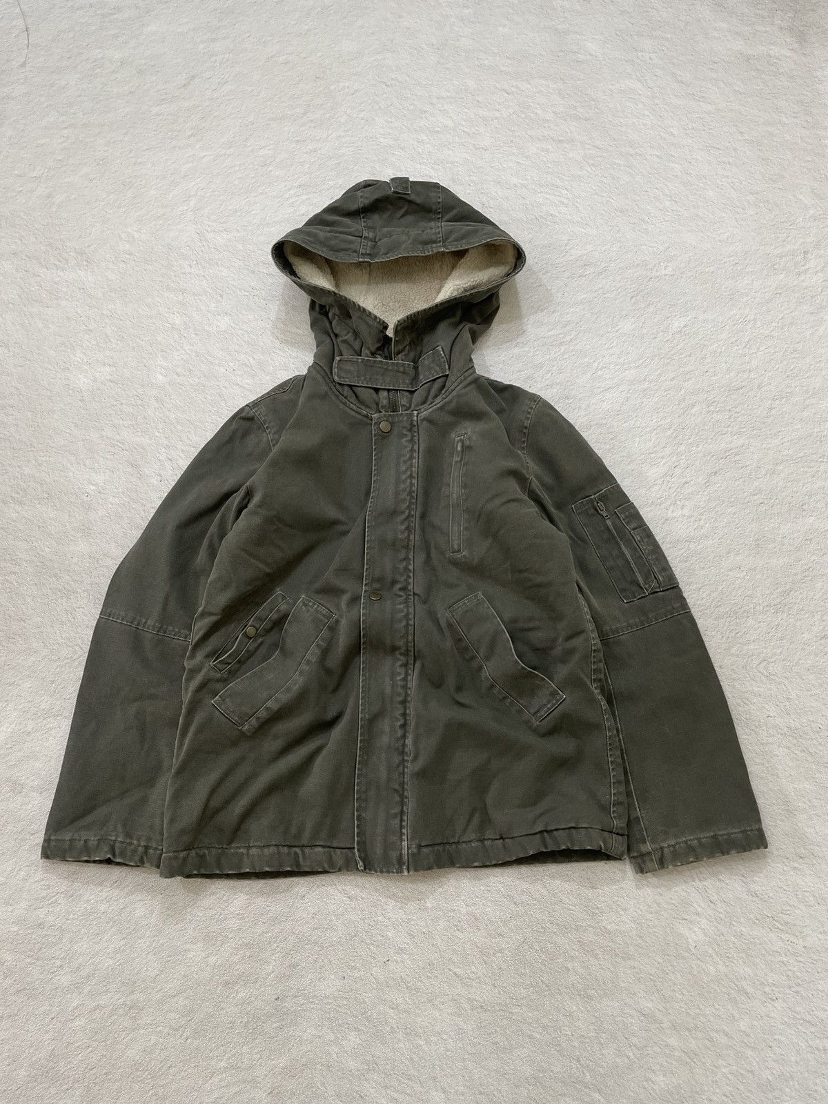 Japanese Brand Vintage Military Style Hooded Parka Olive Green Fleece Lined Size US L / EU 52-54 / 3 - 1 Thumbnail