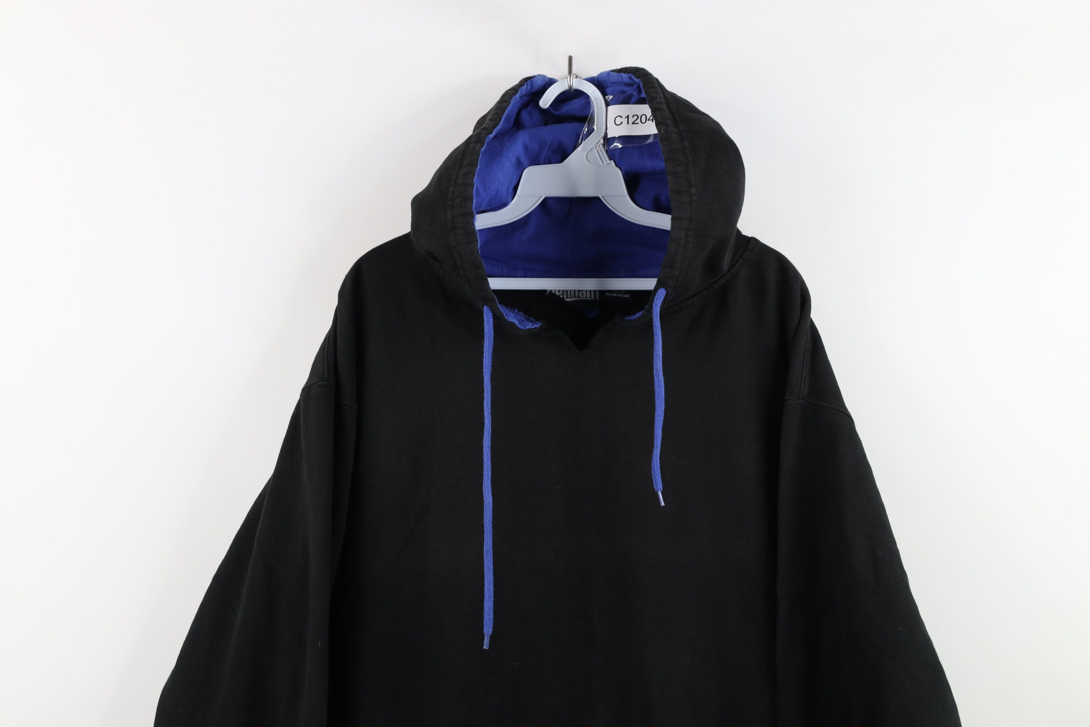 Vintage Vintage 90s Streetwear Heavyweight Hoodie Sweatshirt Black Size US XL / EU 56 / 4 - 2 Thumbnail