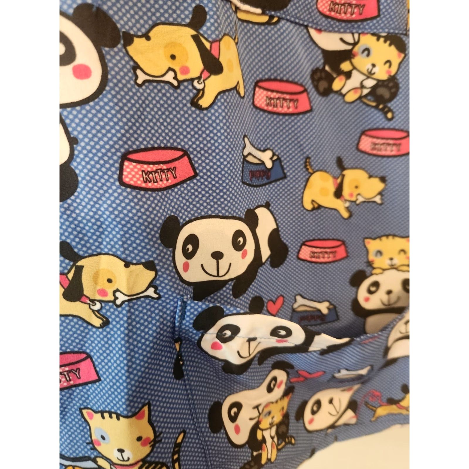 Vintage UA Flex Scrubs Women Short Sleeve Scrub Top Blue Panda Cat Dog M Size M / US 6-8 / IT 42-44 - 4 Thumbnail