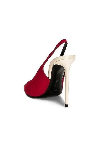 Saint Laurent Paris o1b1hav111224 Zoe Slingback Pumps in Crepe De Chine in Red Size US 5.5 / IT 35.5 - 3 Thumbnail