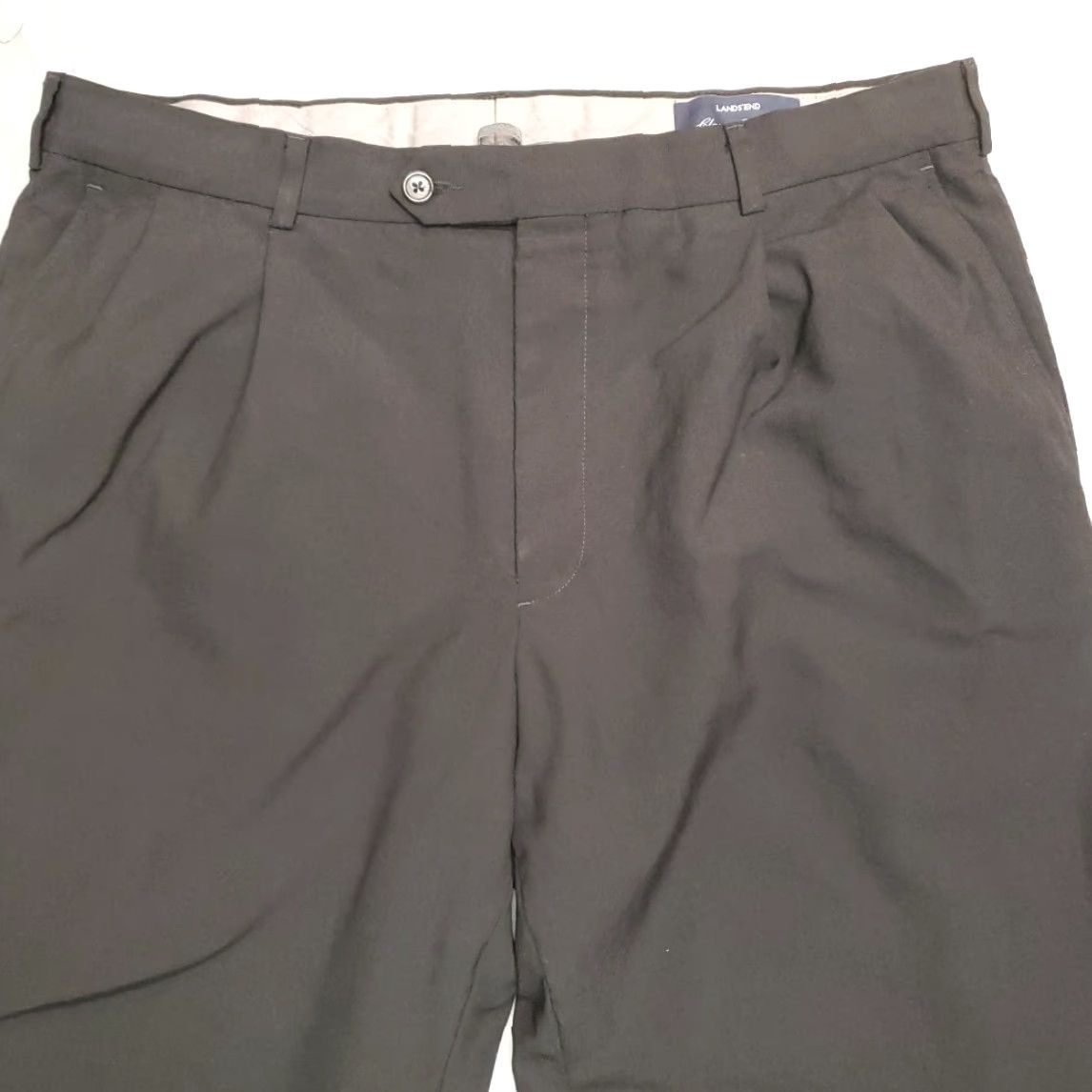 Lands' End VINTAGE Lands' End Pants Men 36x33 Black 100% Wool Pleated Dress Preppy Cuffed Pants Mens Wool Dress Pants Size US 36 / EU 52 - 3 Thumbnail