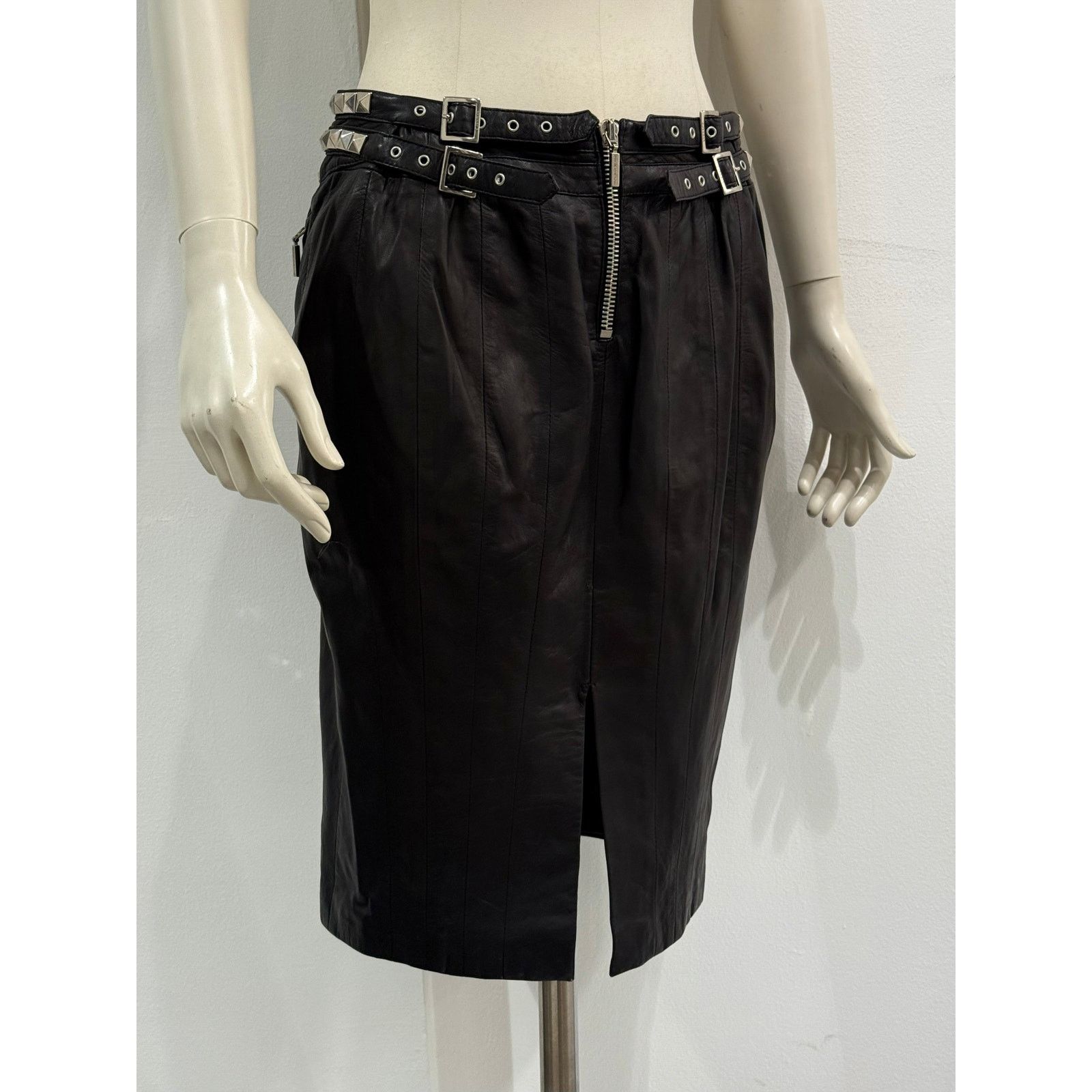 Versace 1990s Gianni Versace studded leather skirt Size M / US 6-8 / IT 42-44 - 2 Thumbnail