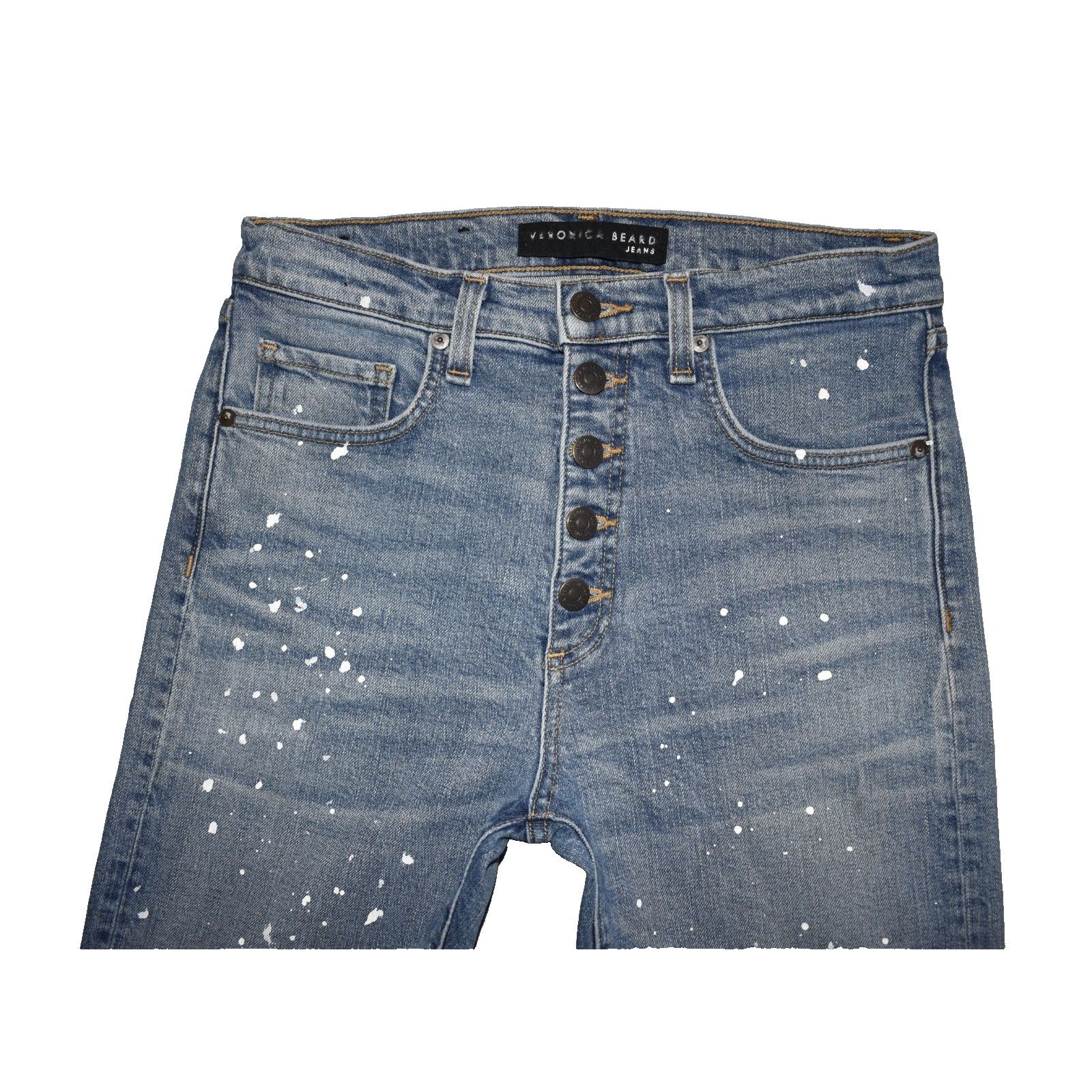 Veronica Beard A8 VERONICA BEARD Cropped Girlfriend Paint Splatter Jeans Size 28" / US 6 / IT 42 - 2 Thumbnail