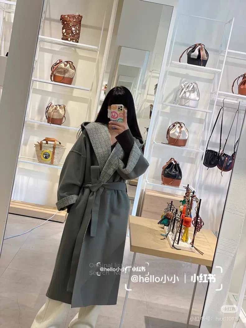 Loewe Loewe Gray-green printed wool coat Size XXS / US 00 / IT 34 - 9 Thumbnail