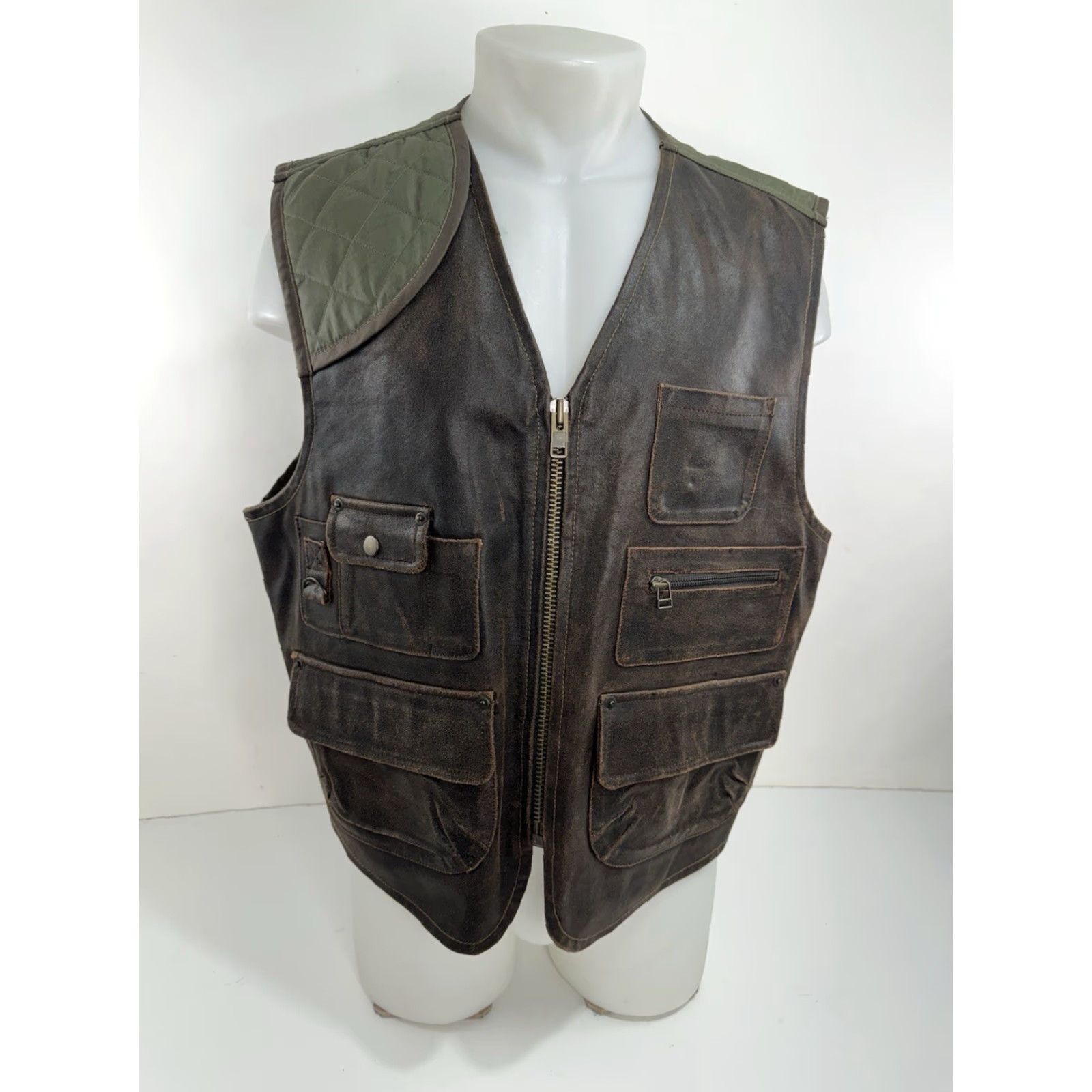 Gap VINTAGE GAP LEATHER Padded Hunting Vest - L - Brown - Men - Hunting - Vest - Gap Size US L / EU 52-54 / 3 - 2 Thumbnail