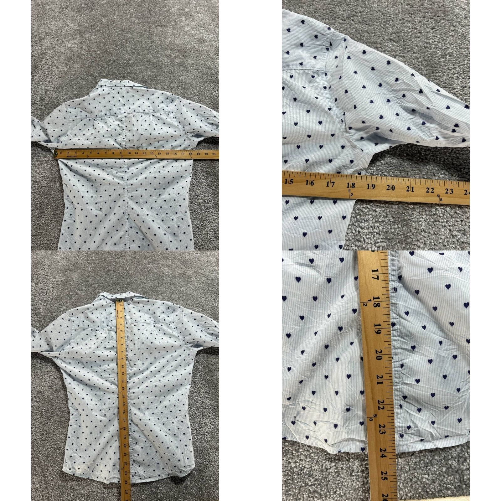 Frank & Eileen Frank & Eileen Shirt Womens Small Blue Barry Crinkle Heart Button Up Striped Long Sleeve Casual Size S / US 4 / IT 40 - 8 Thumbnail