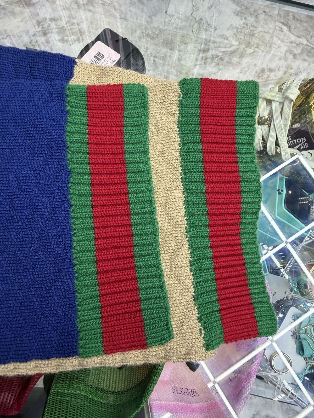 Gucci Gucci Navy/Beige Scarf Size ONE SIZE - 10 Thumbnail