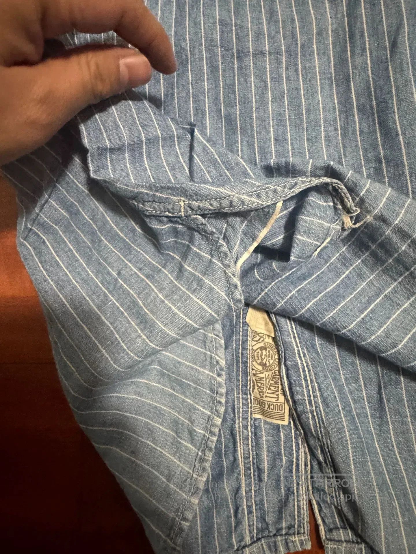 Freewheelers Blue Striped Denim Button. Size US M / EU 48-50 / 2 - 5 Thumbnail