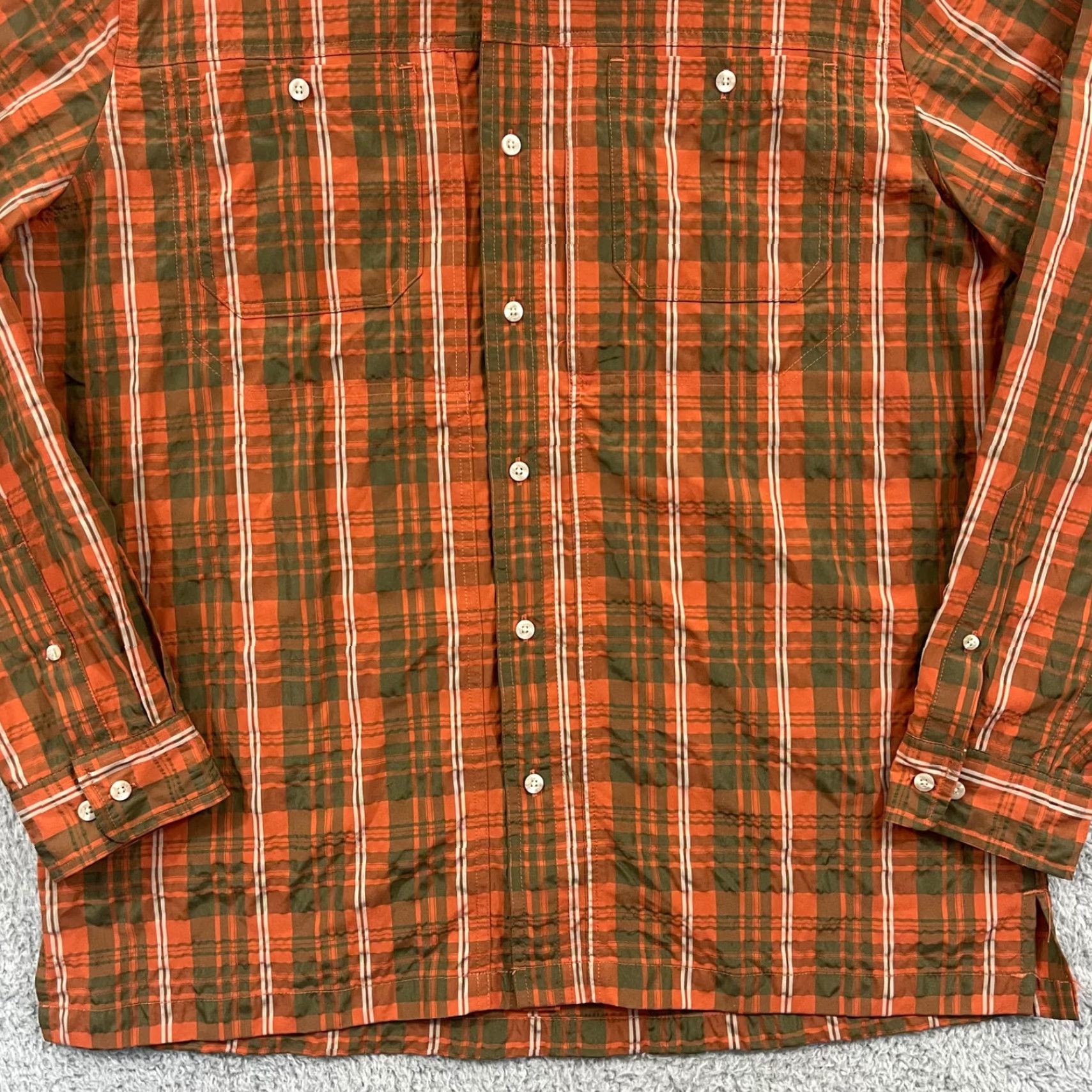 Vintage VINTAGE LL Bean Shirt Mens Large Orange Casual Button Plaid Check Long Sleeve Nylon Size US L / EU 52-54 / 3 - 2 Thumbnail